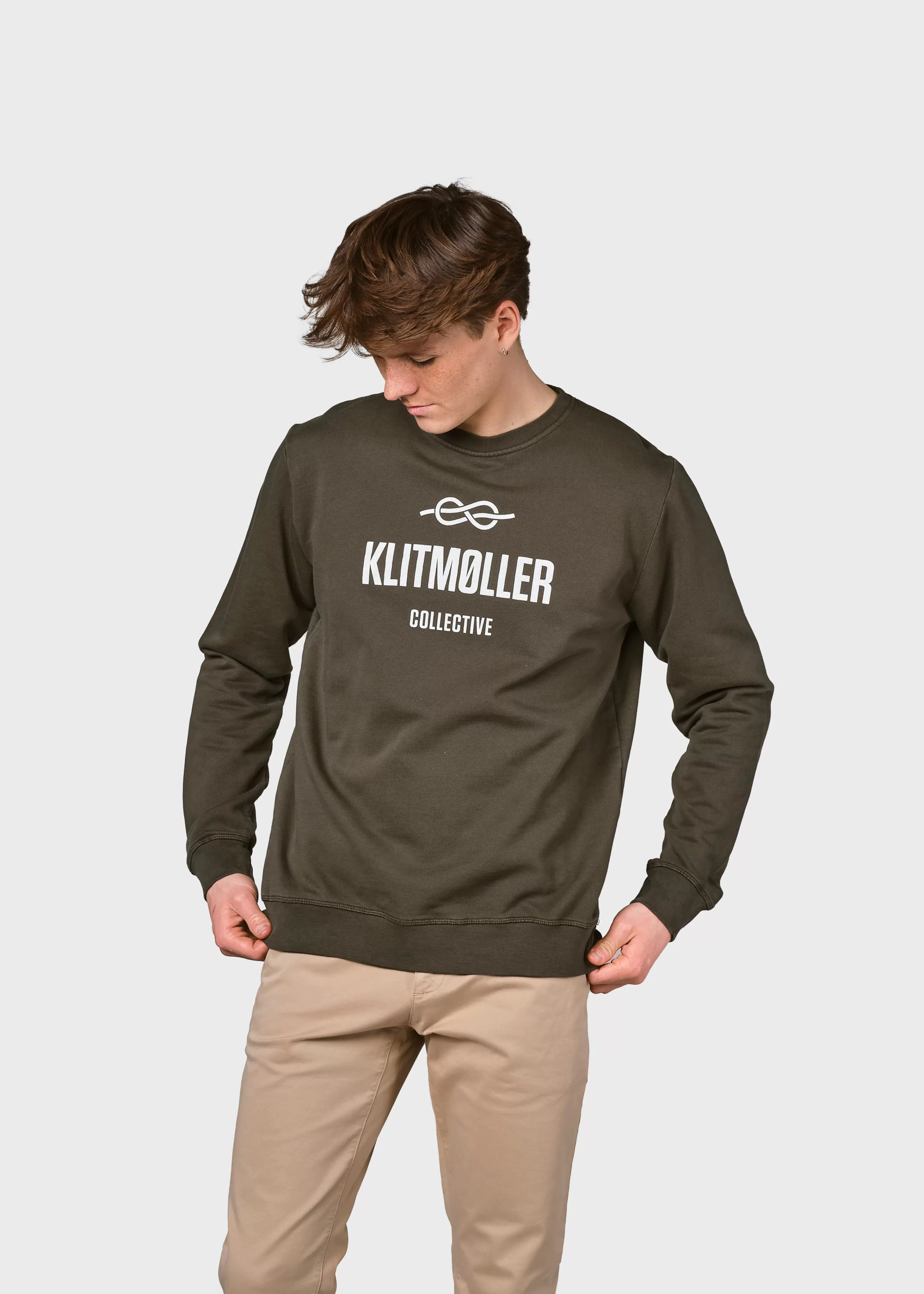 Klitmoller Collective Sweatshirts*Mens logo crew - Olive