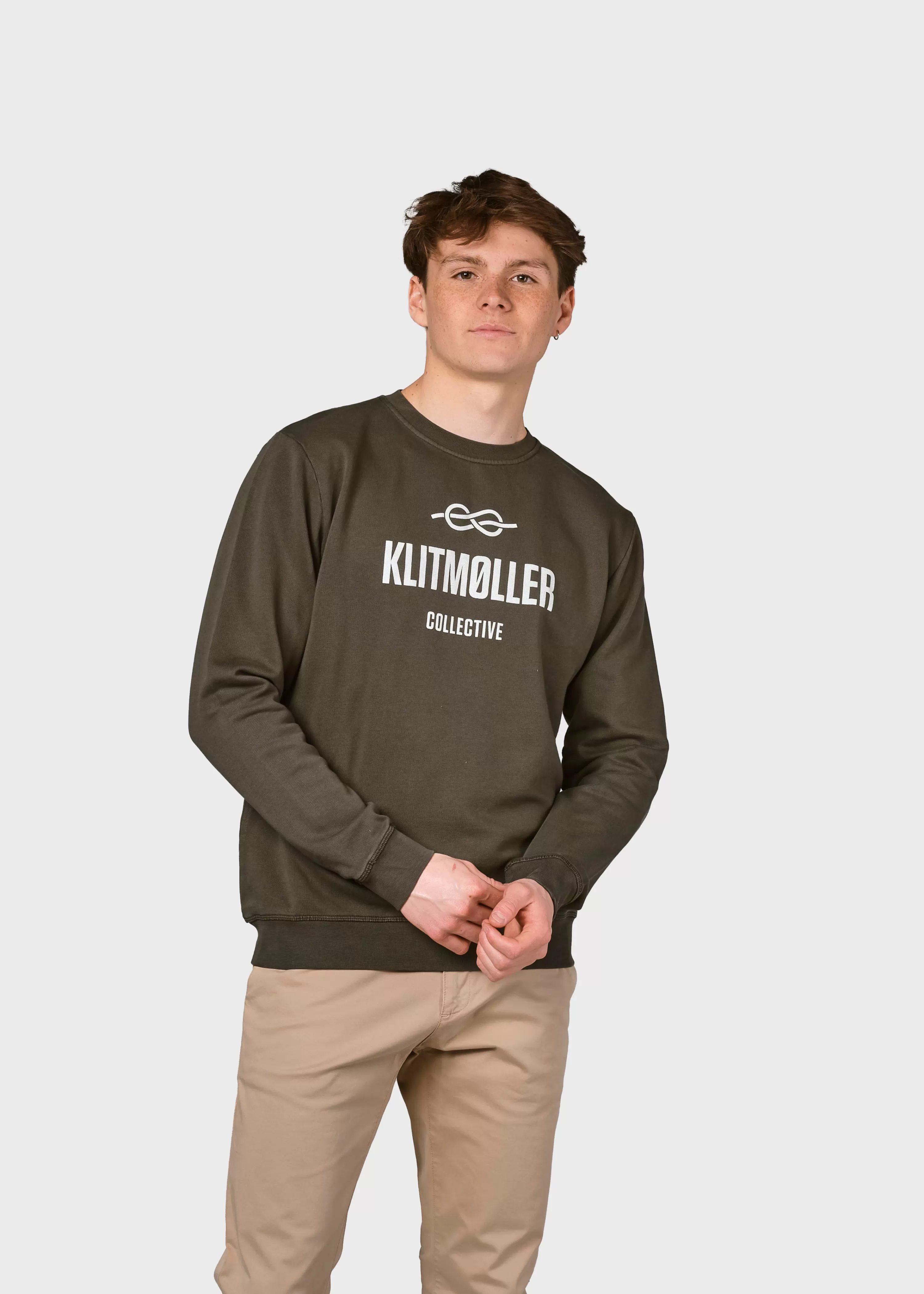 Klitmoller Collective Sweatshirts*Mens logo crew - Olive