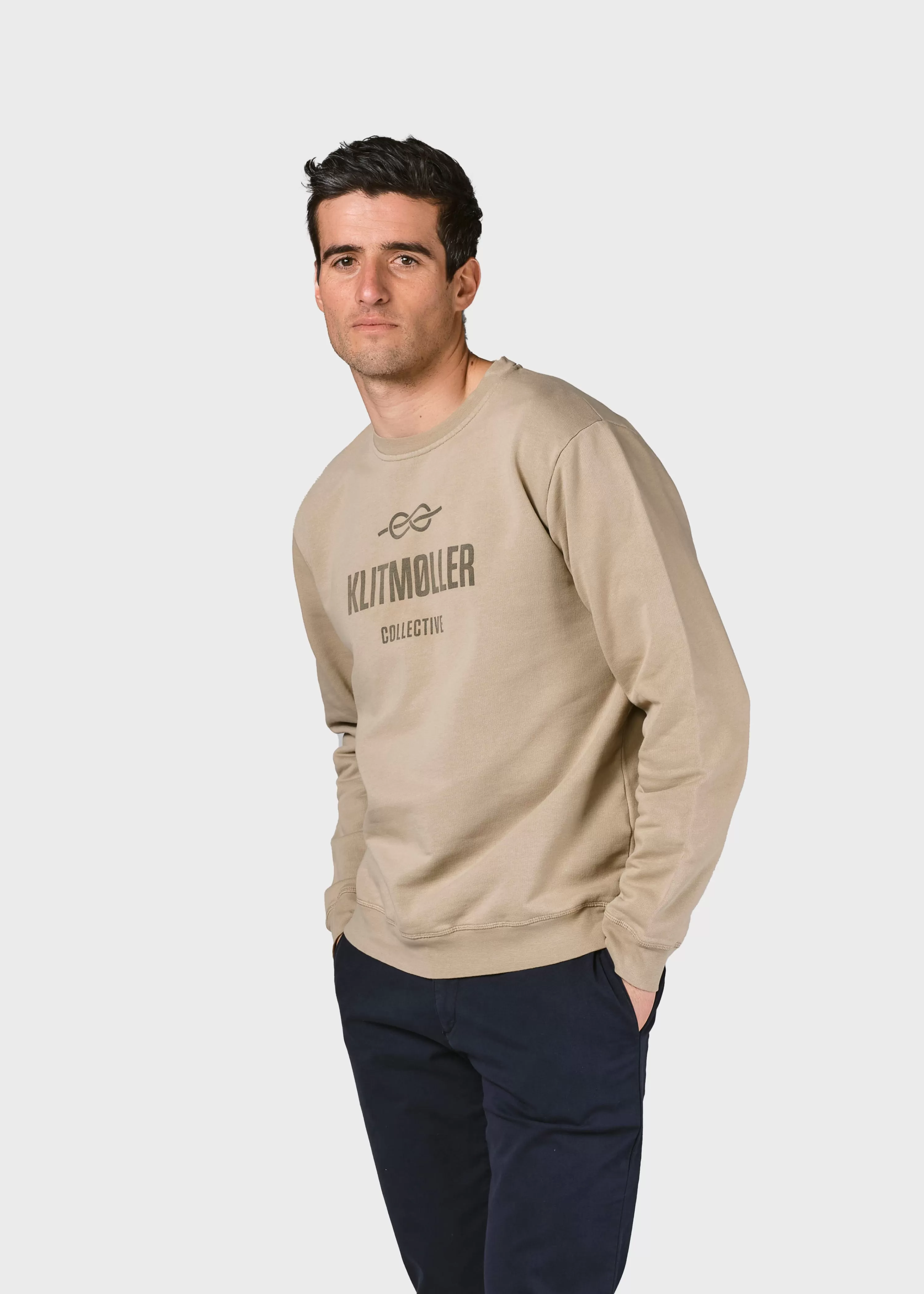 Klitmoller Collective Sweatshirts*Mens logo crew - Sand