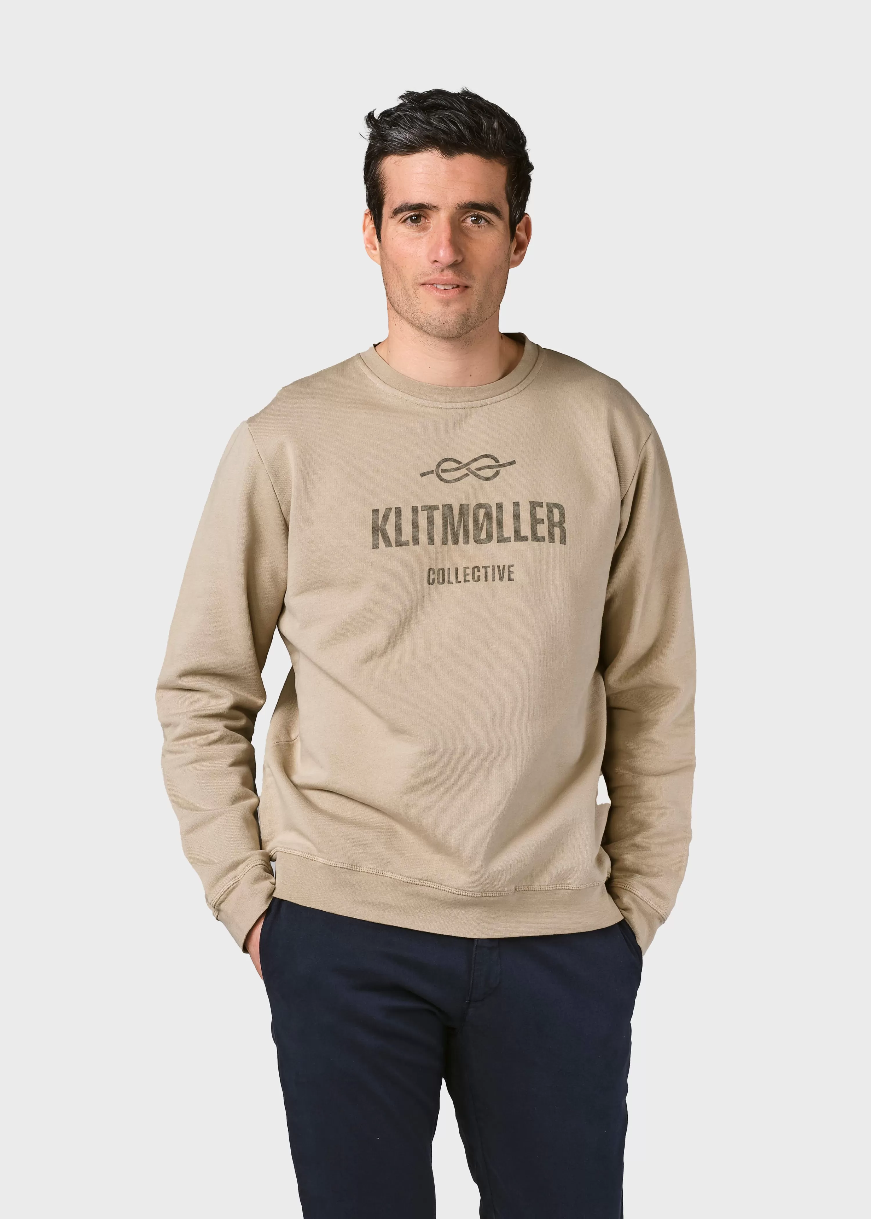 Klitmoller Collective Sweatshirts*Mens logo crew - Sand