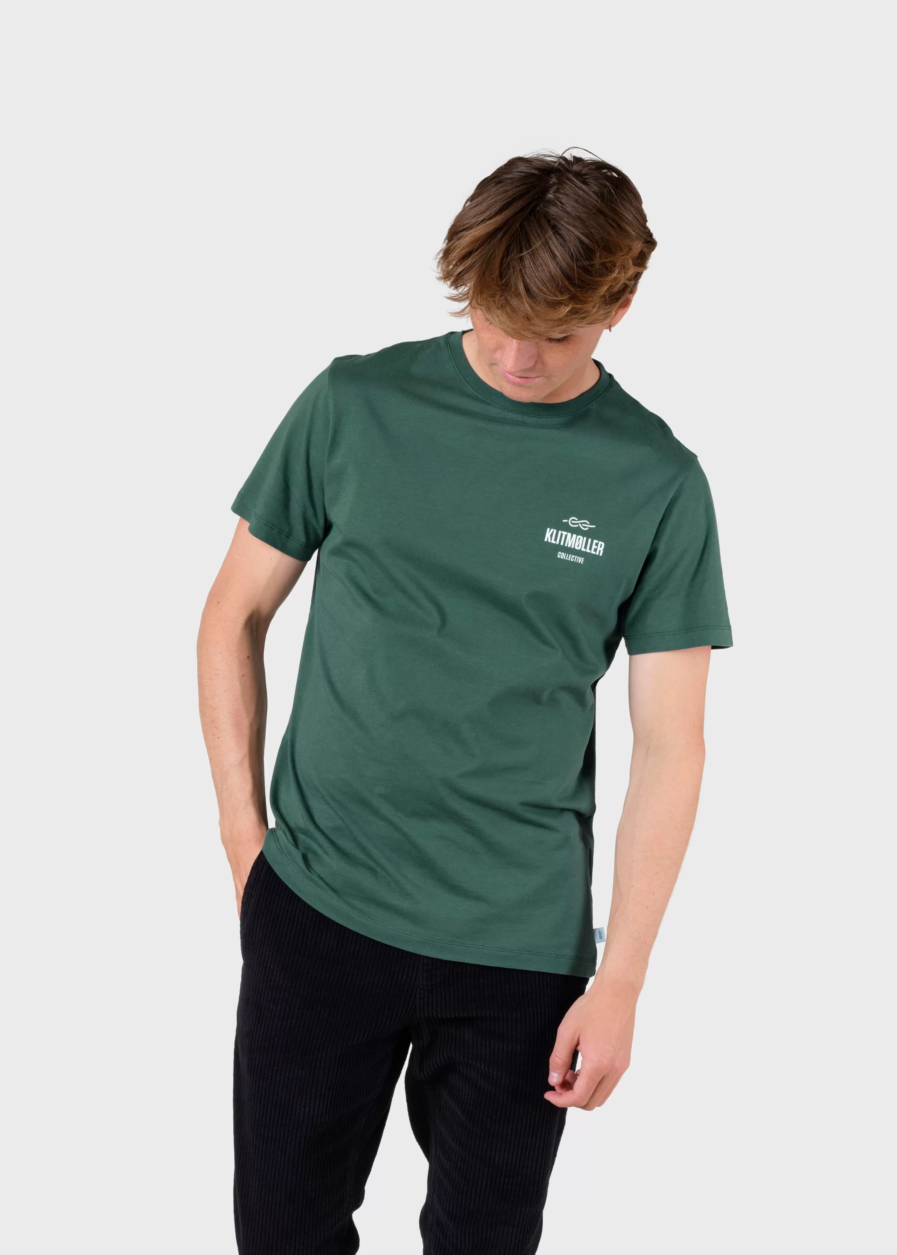 Klitmoller Collective T-shirts*Mens small logo tee - Moss Green