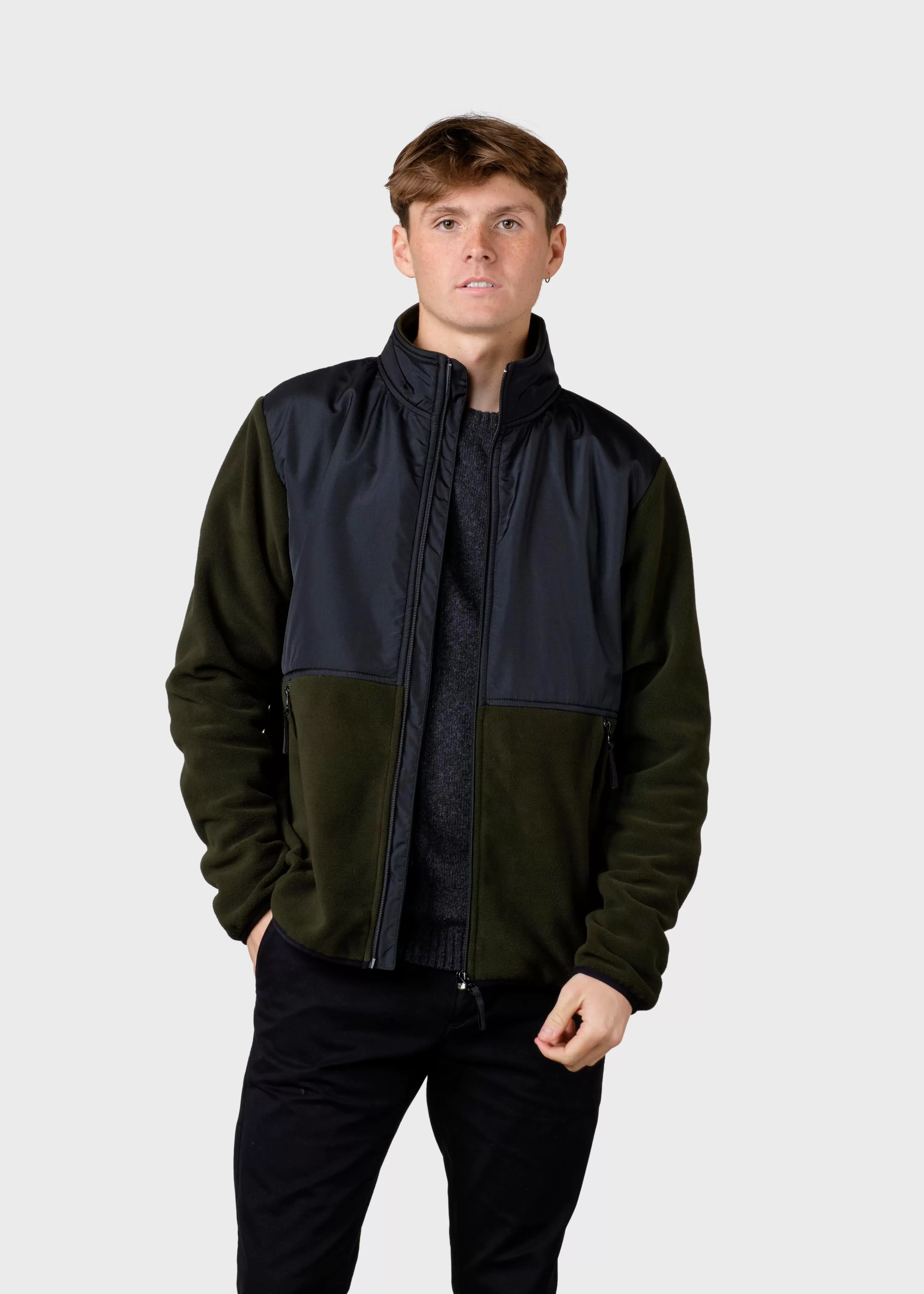 Klitmoller Collective Fleece | Jackets*Midi fleece jacket - Black/olive