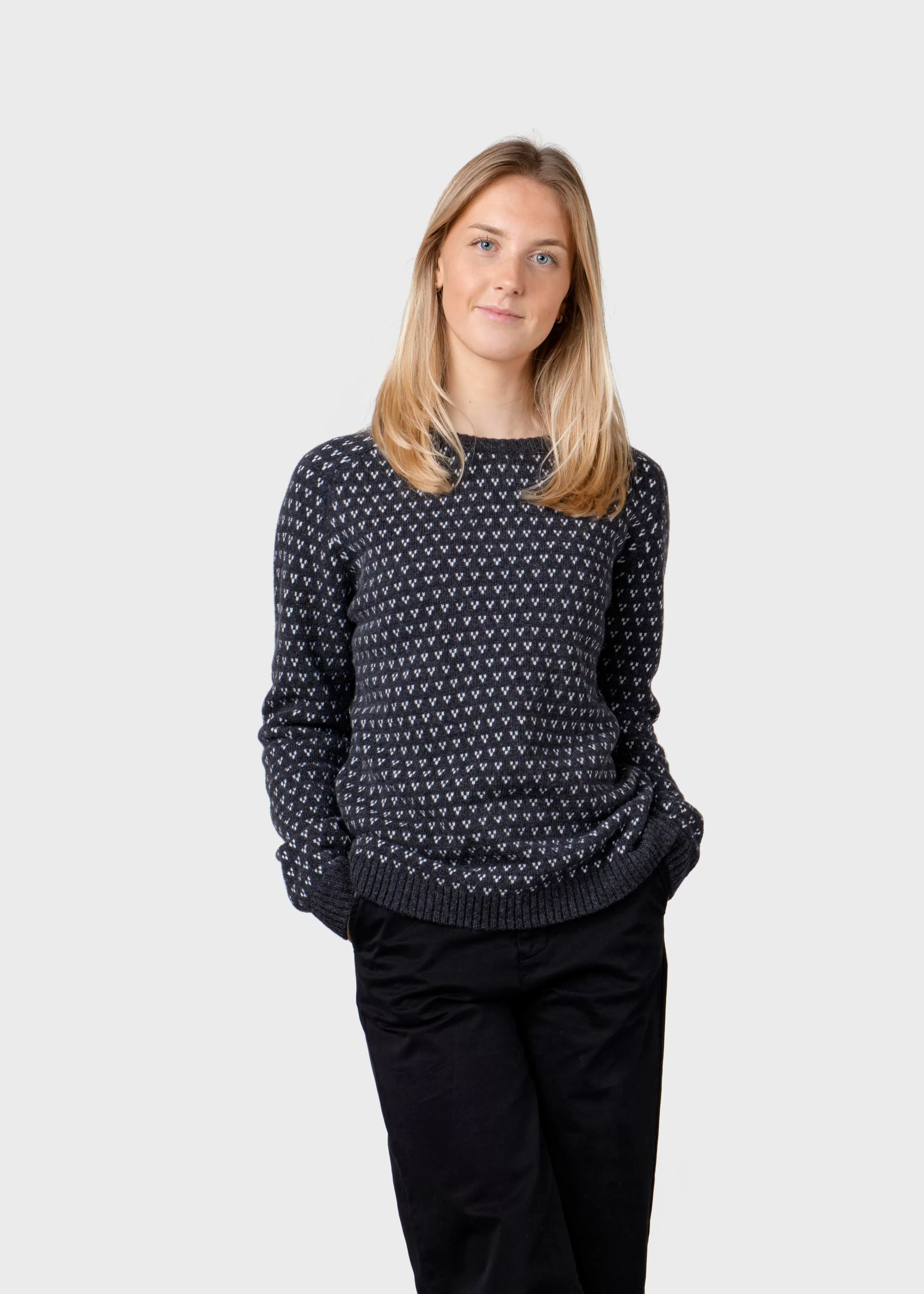 Klitmoller Collective Knitwear | Brushed Merino wool*Mika Knit - Anthracite/cream