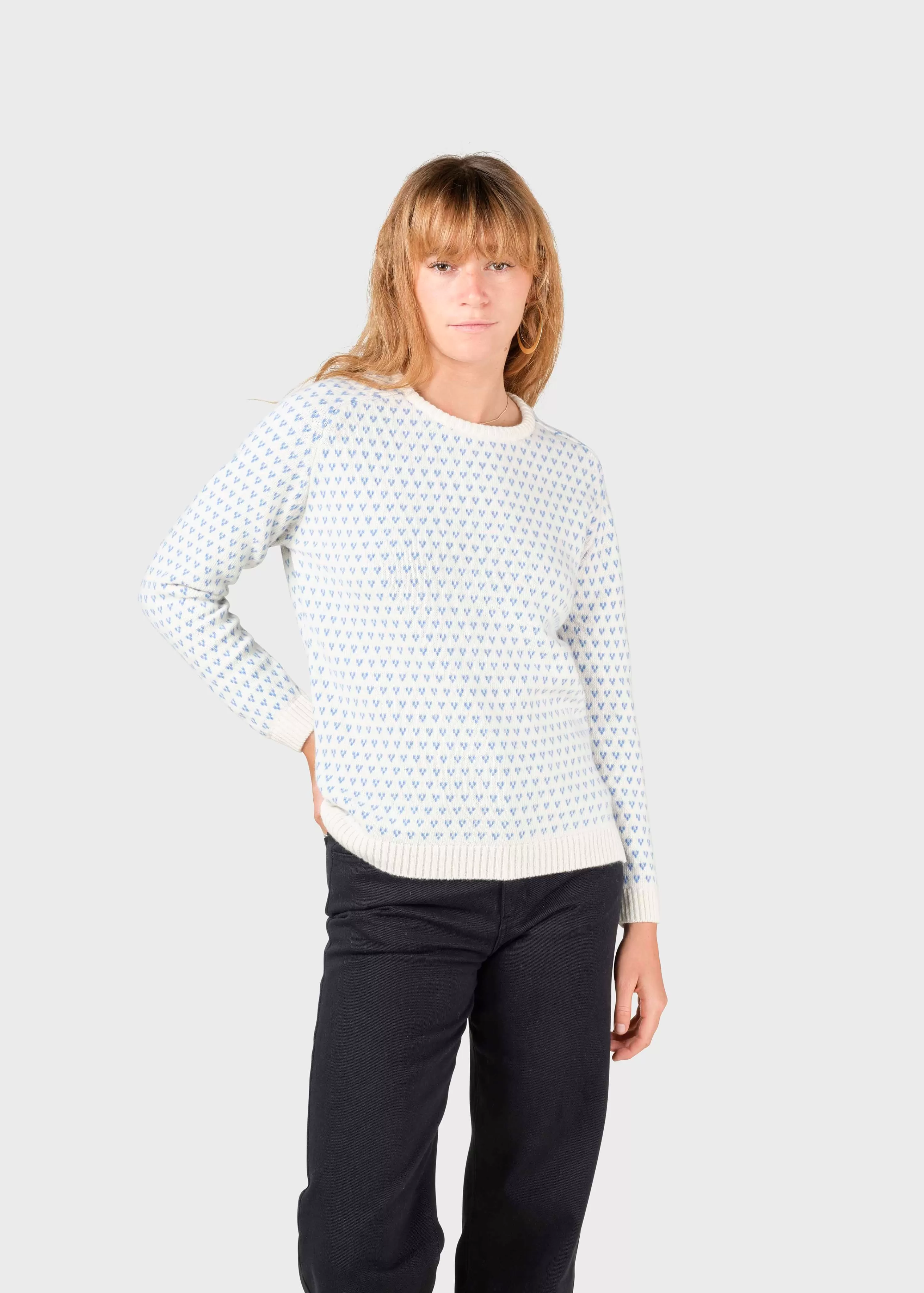 Klitmoller Collective Knitwear | Brushed Merino wool*Mika Knit - Cream/light blue