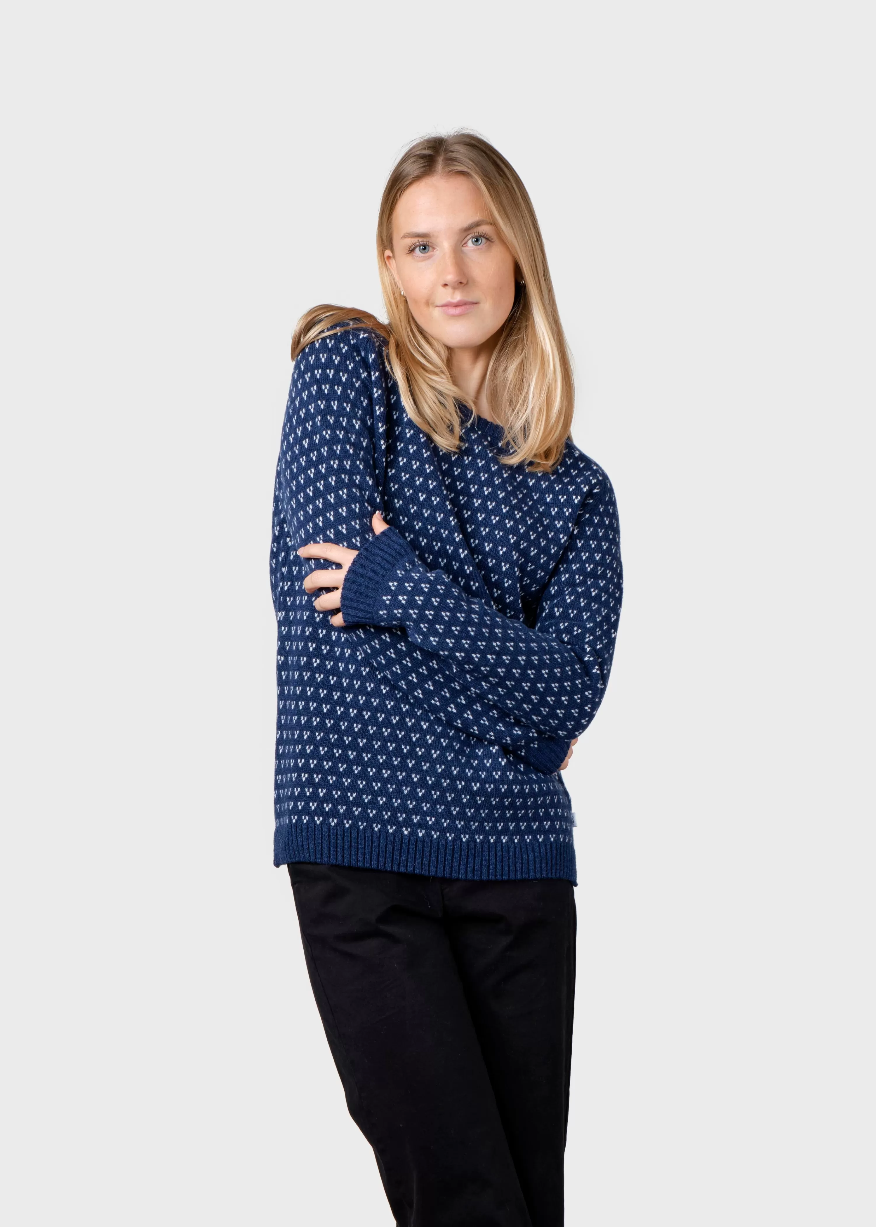 Klitmoller Collective Knitwear | Brushed Merino wool*Mika Knit - Deep blue/cream