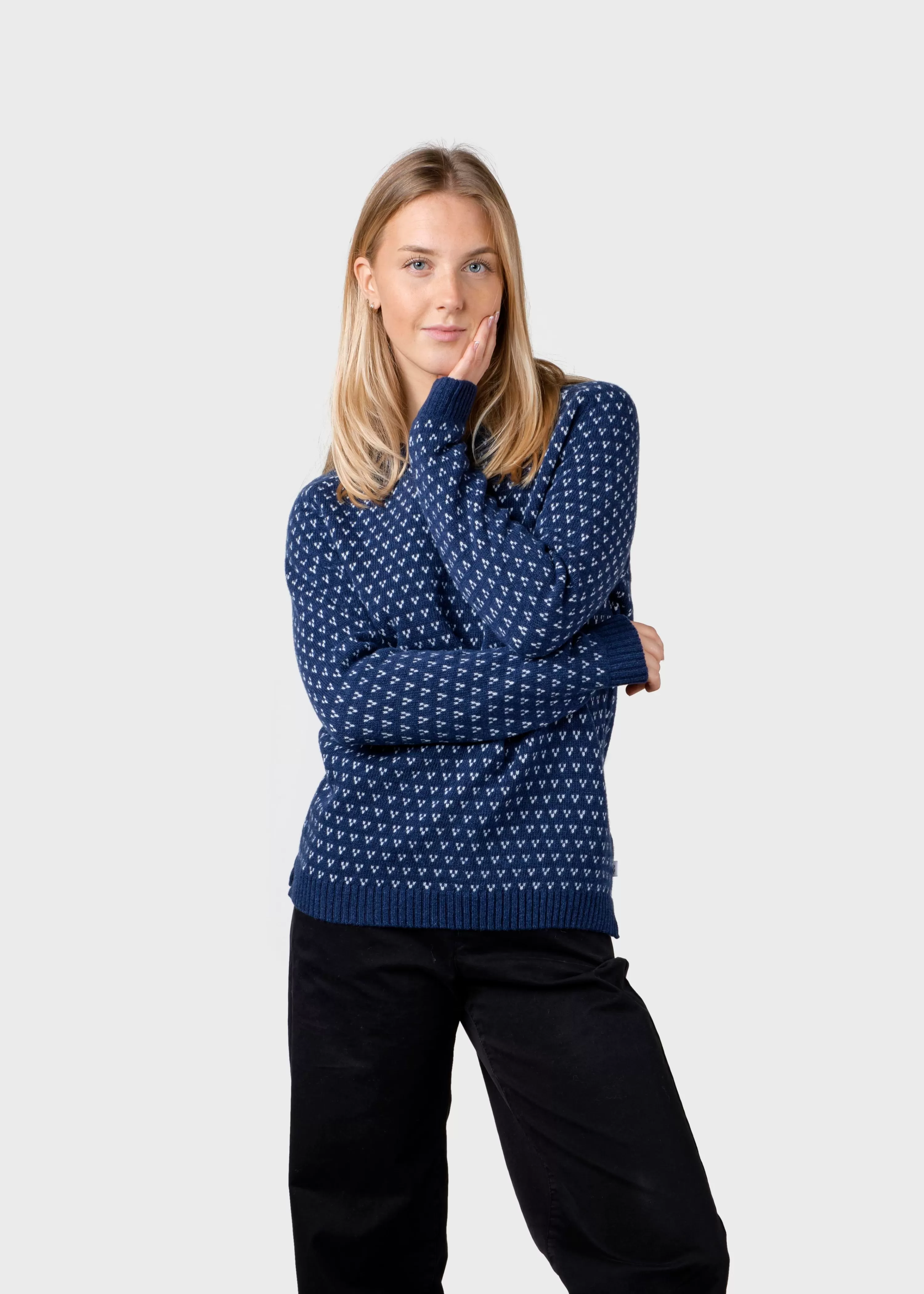 Klitmoller Collective Knitwear | Brushed Merino wool*Mika Knit - Deep blue/cream