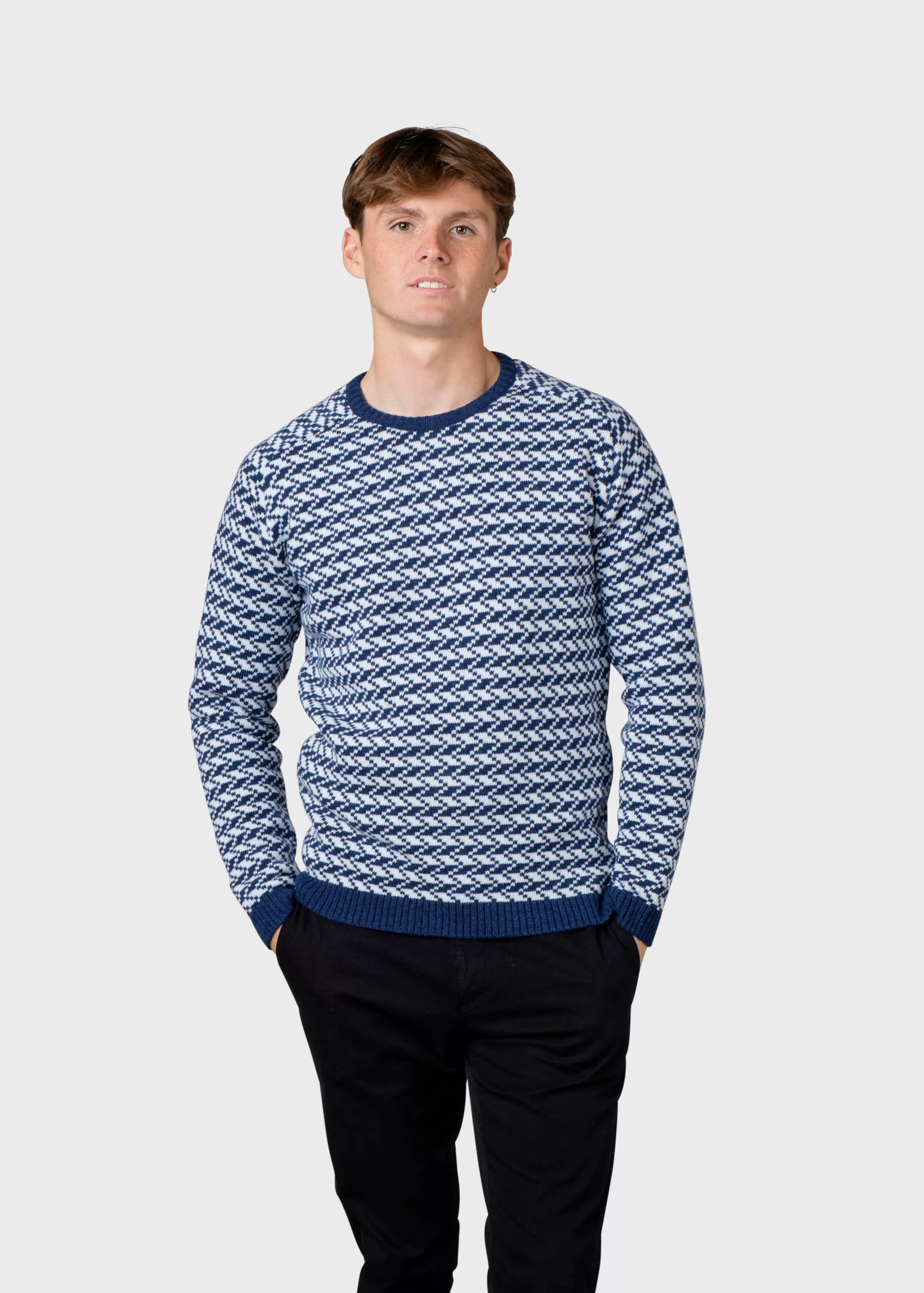 Klitmoller Collective Brushed Merino wool*Milas knit - Deep blue/cream