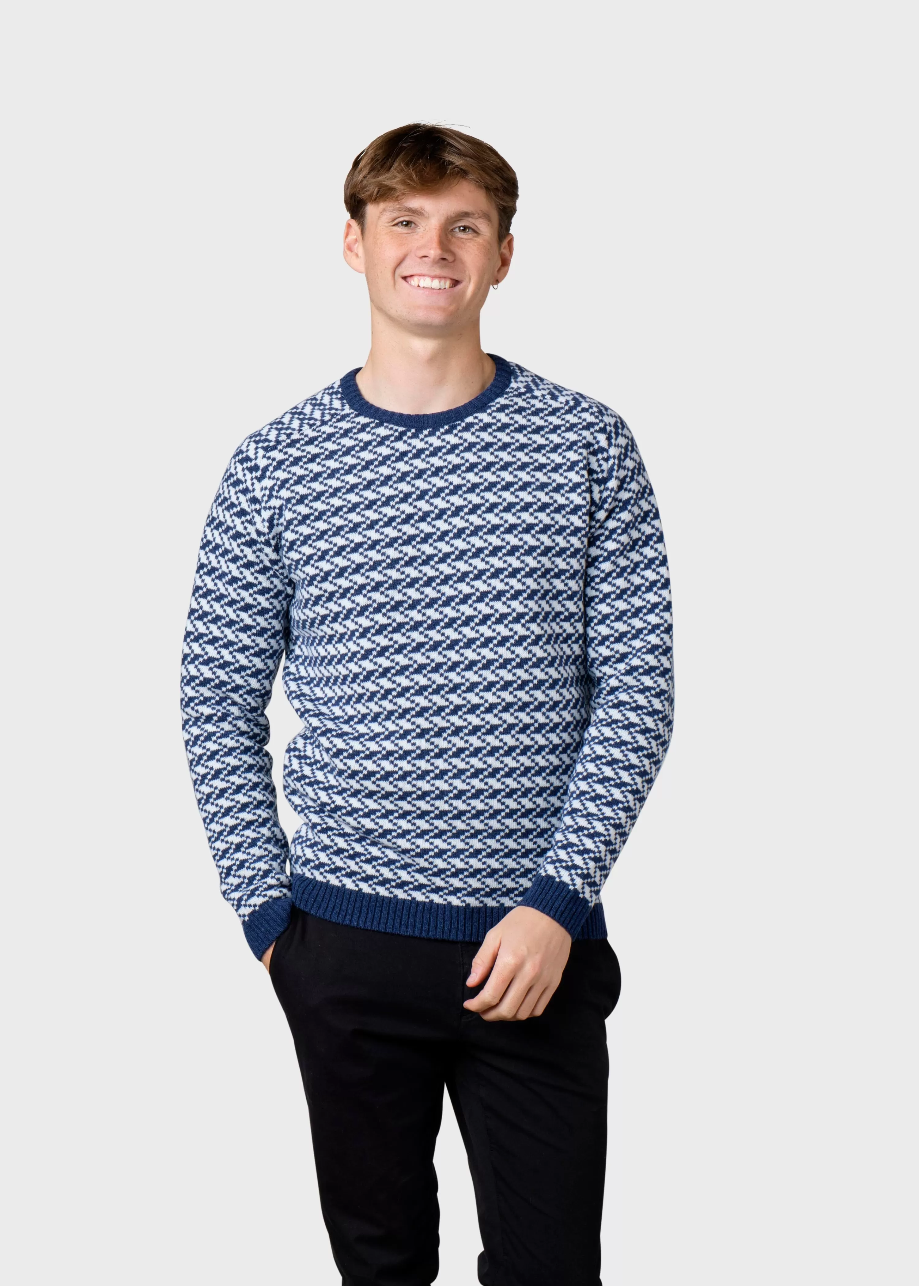 Klitmoller Collective Brushed Merino wool*Milas knit - Deep blue/cream