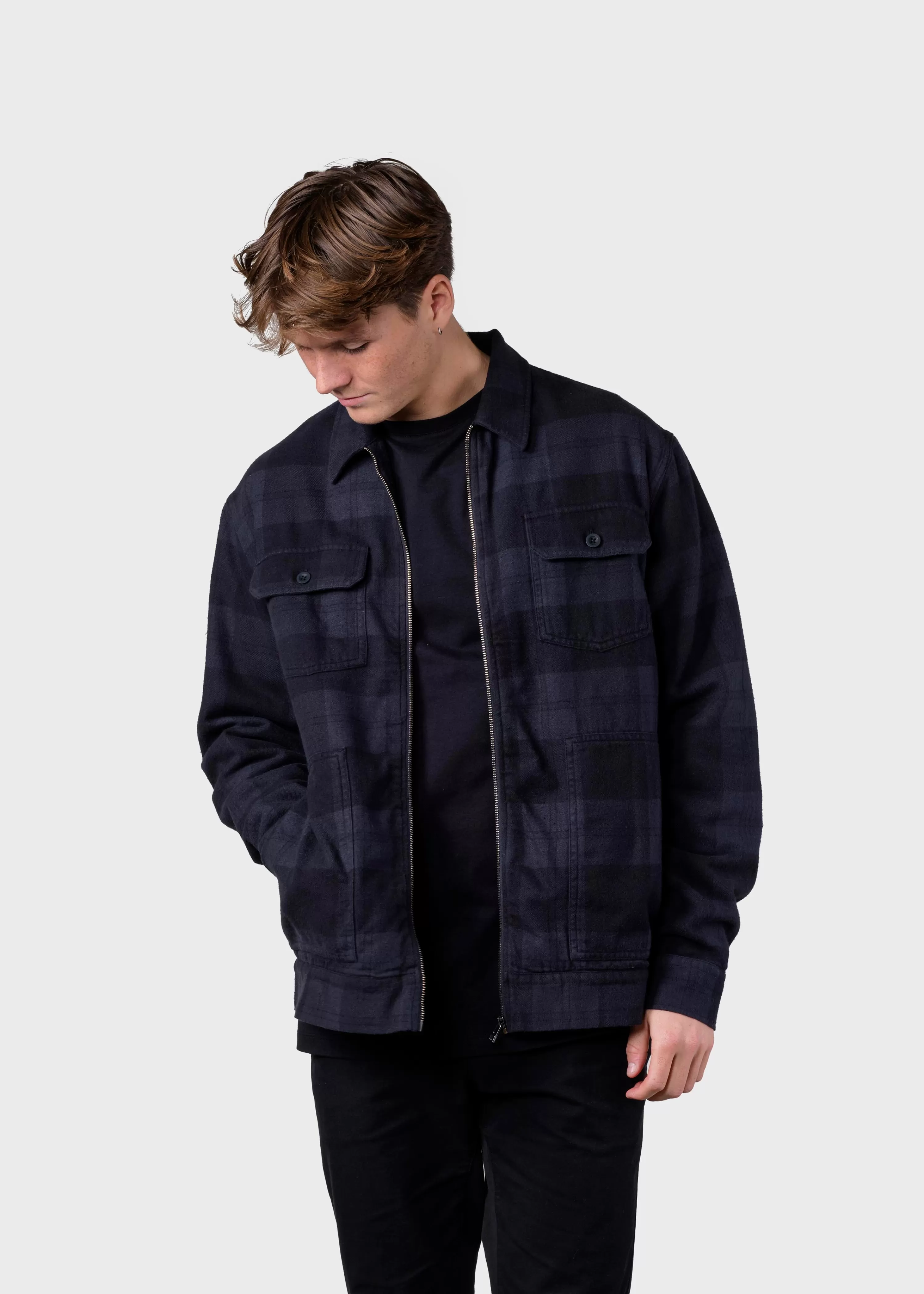 Klitmoller Collective Jackets*Niklas check overshirt - Navy/black