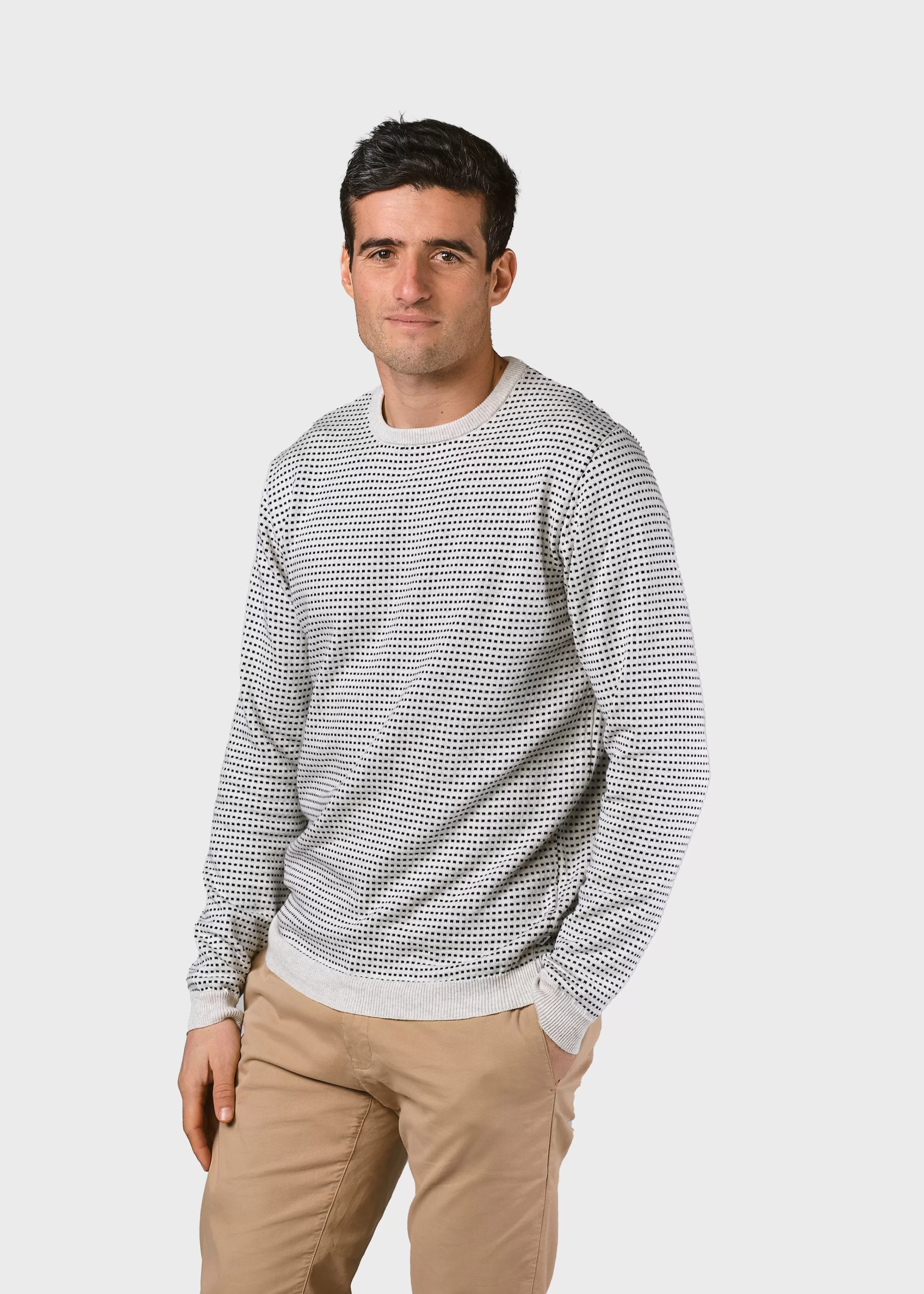 Klitmoller Collective Organic Cotton*Otto knit - Cream melange/navy dots