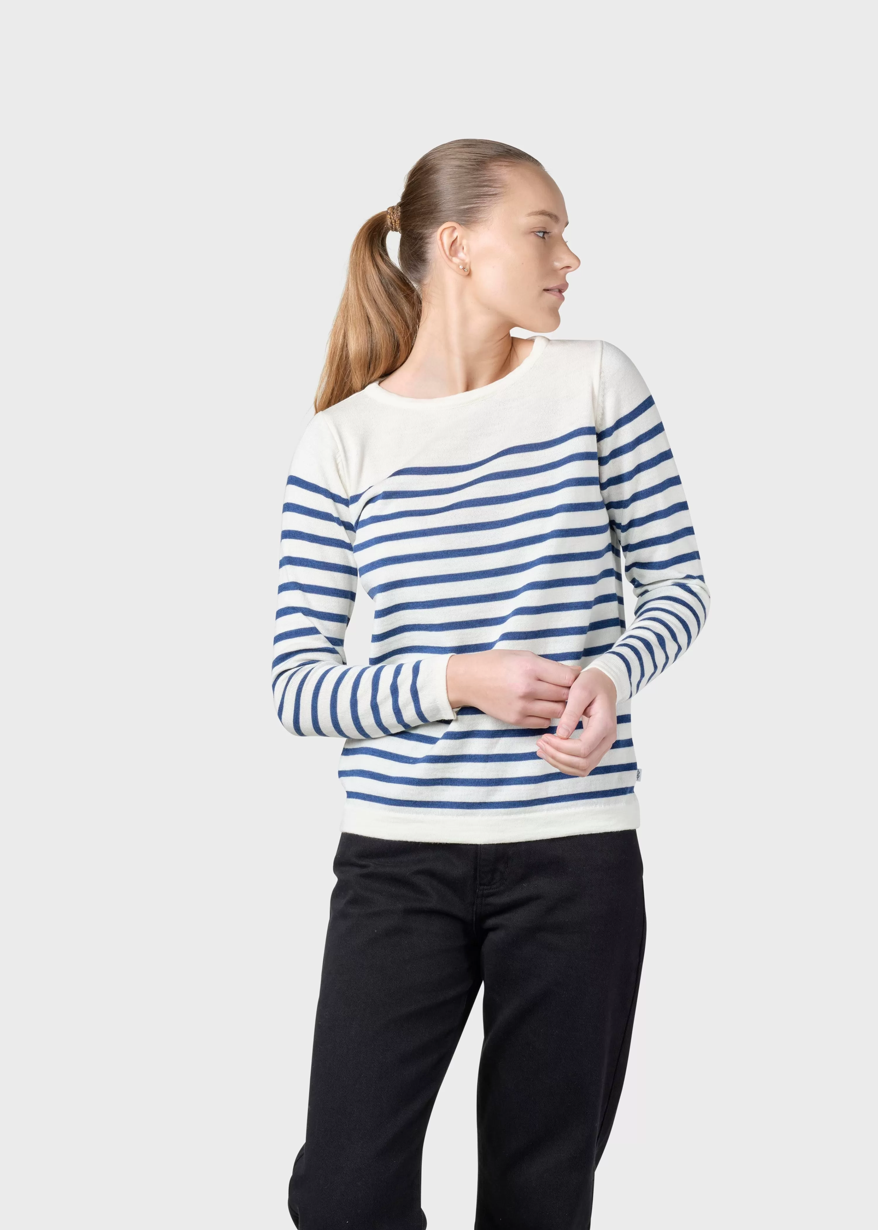 Klitmoller Collective Knitwear | Extrafine Merino wool*Paula knit - Cream/ocean