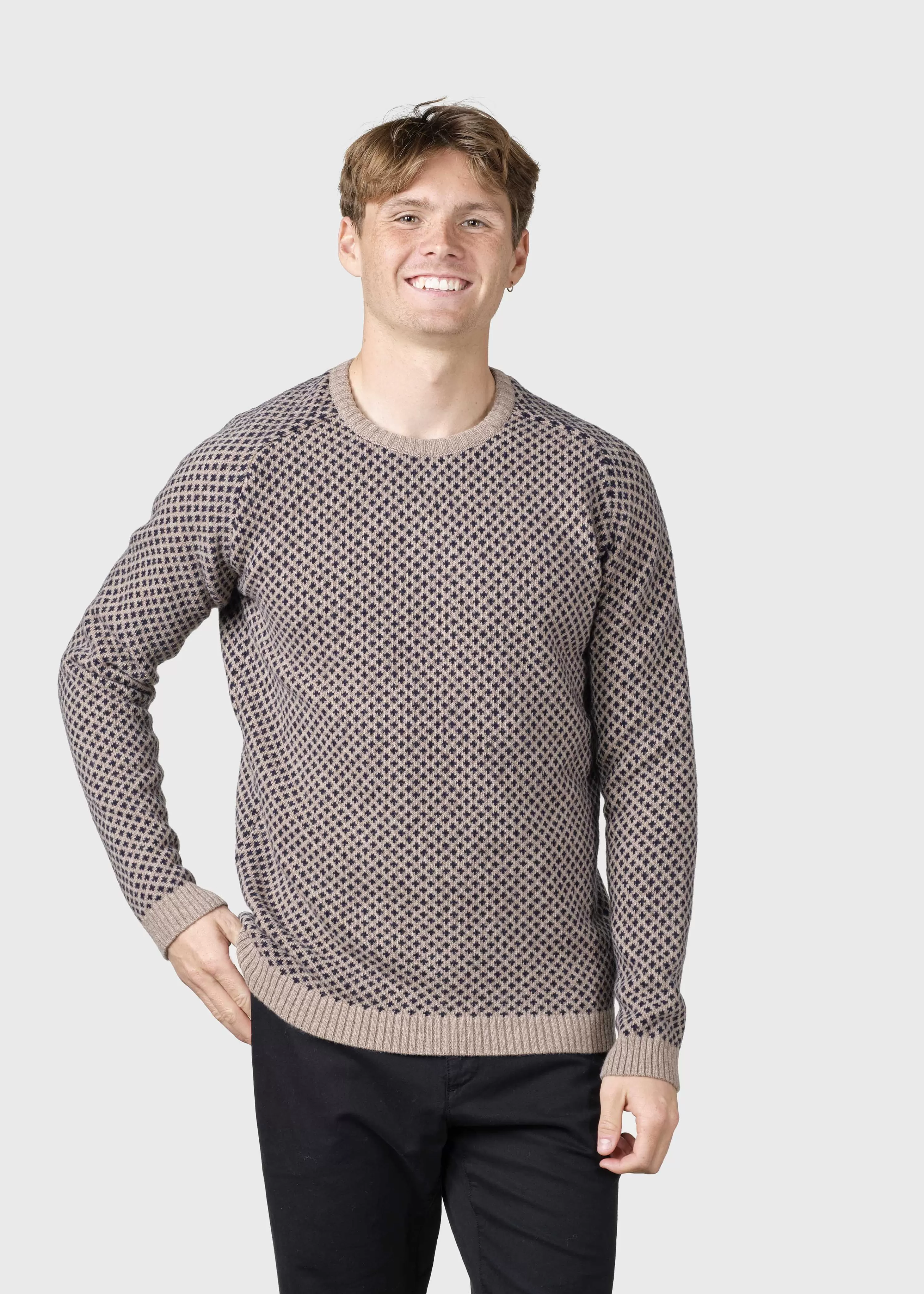 Klitmoller Collective Brushed Merino wool*Rene knit - Sand/navy