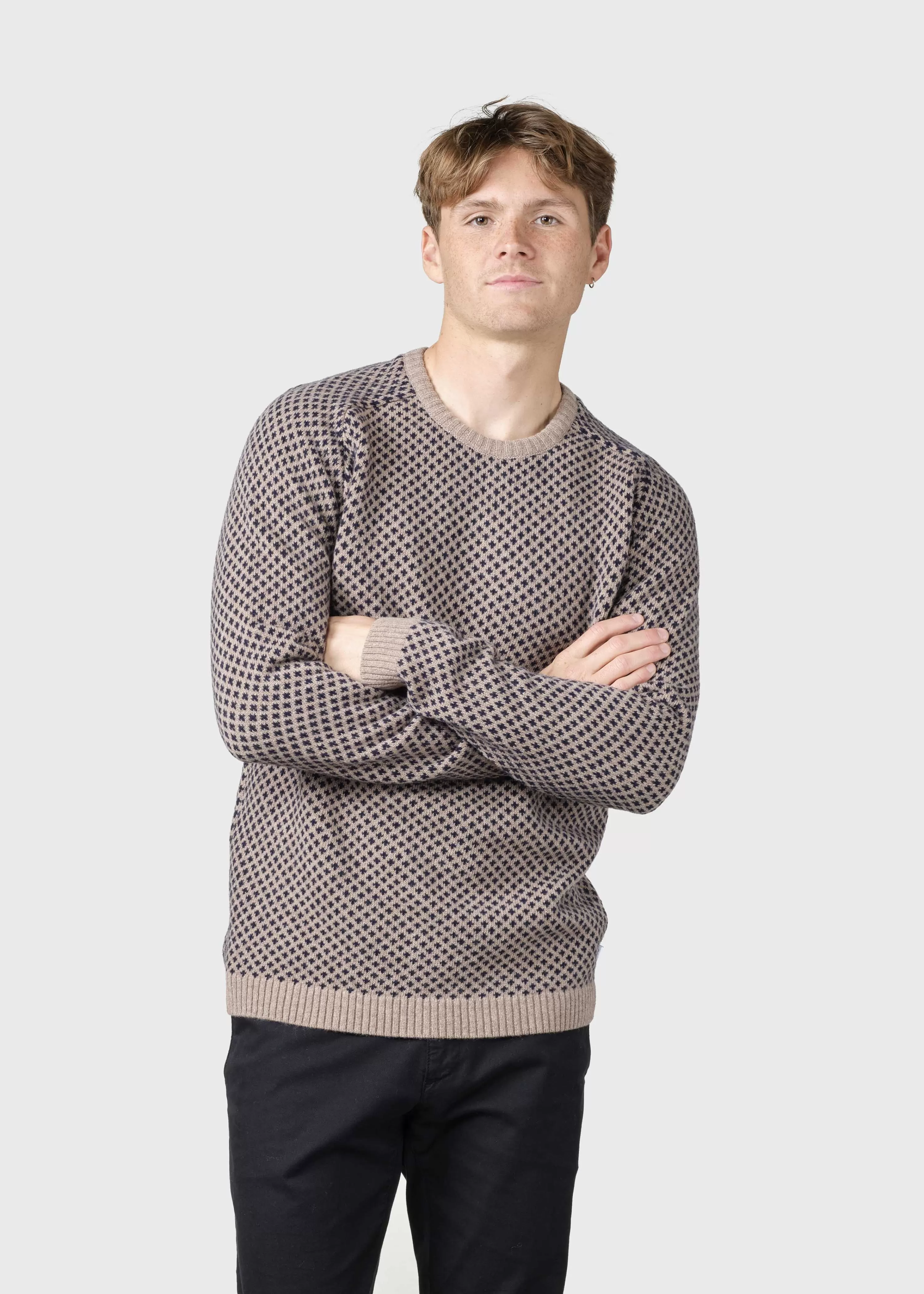 Klitmoller Collective Brushed Merino wool*Rene knit - Sand/navy