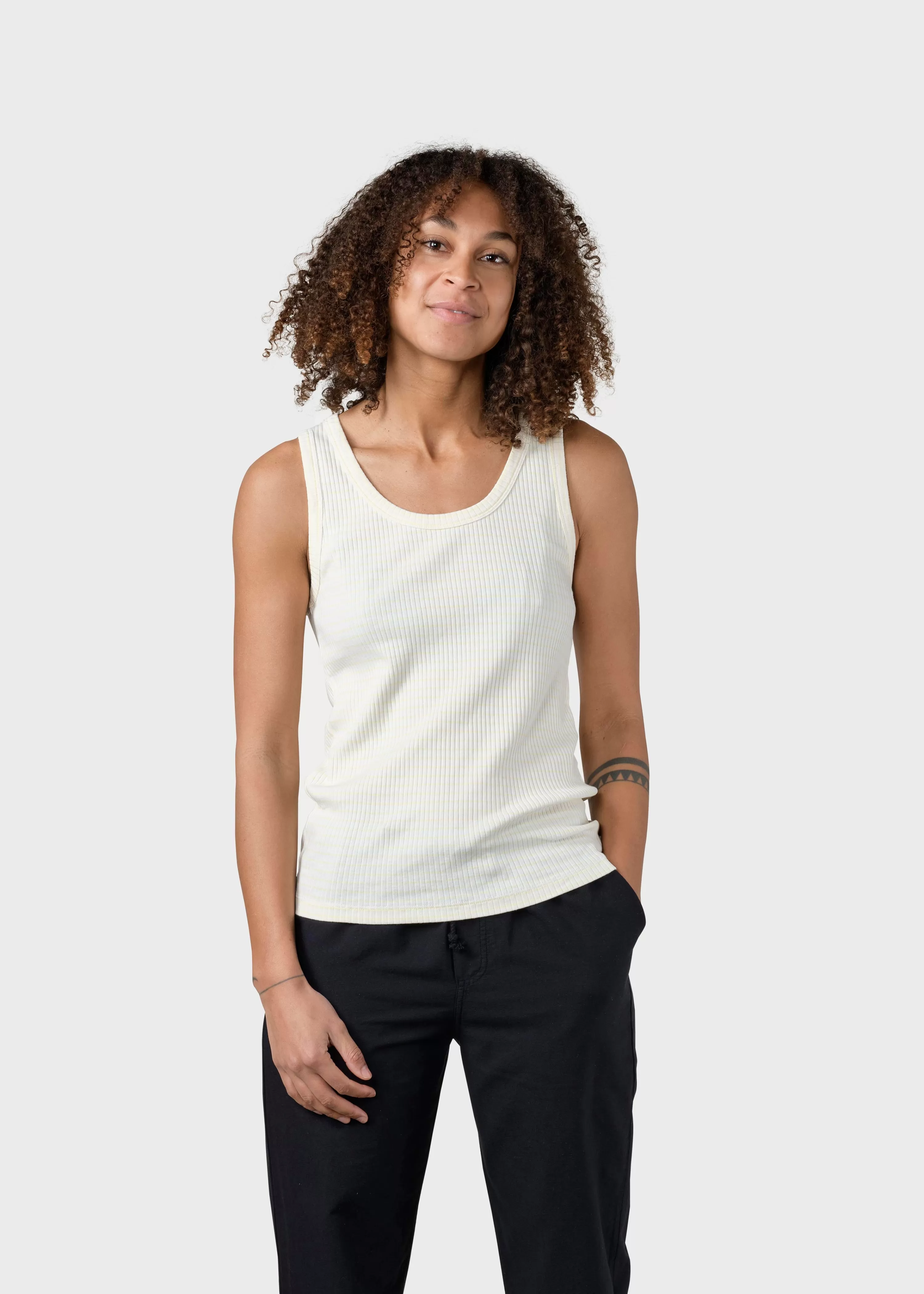 Klitmoller Collective Tees & Tops*Rib top stripes - Cream/lemon sorbet