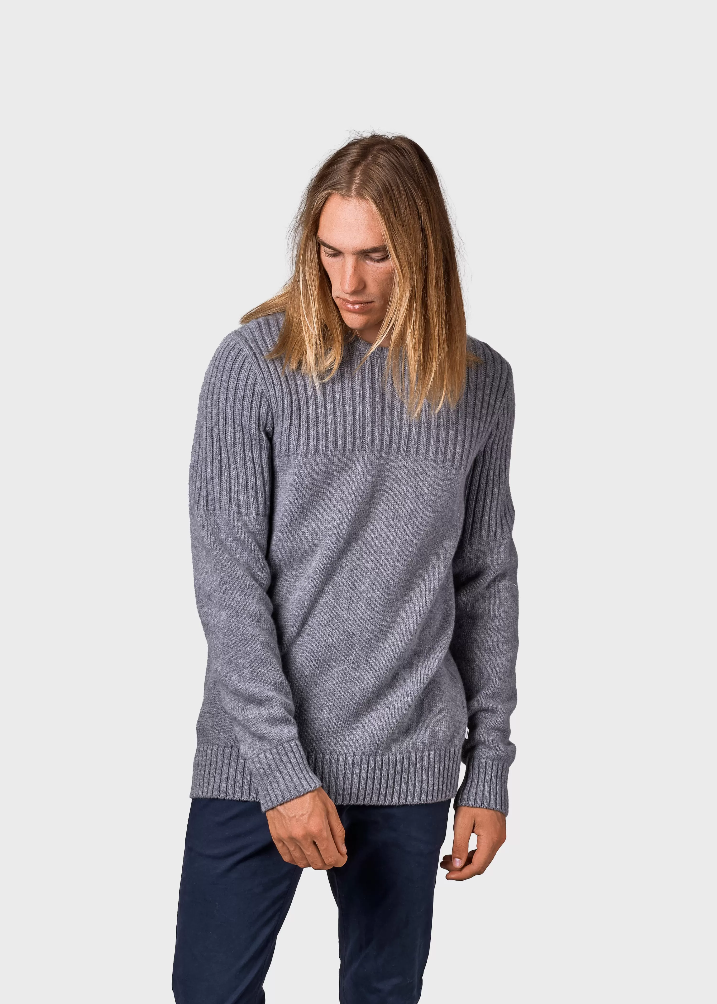 Klitmoller Collective Brushed Merino wool*Søren knit - Light grey