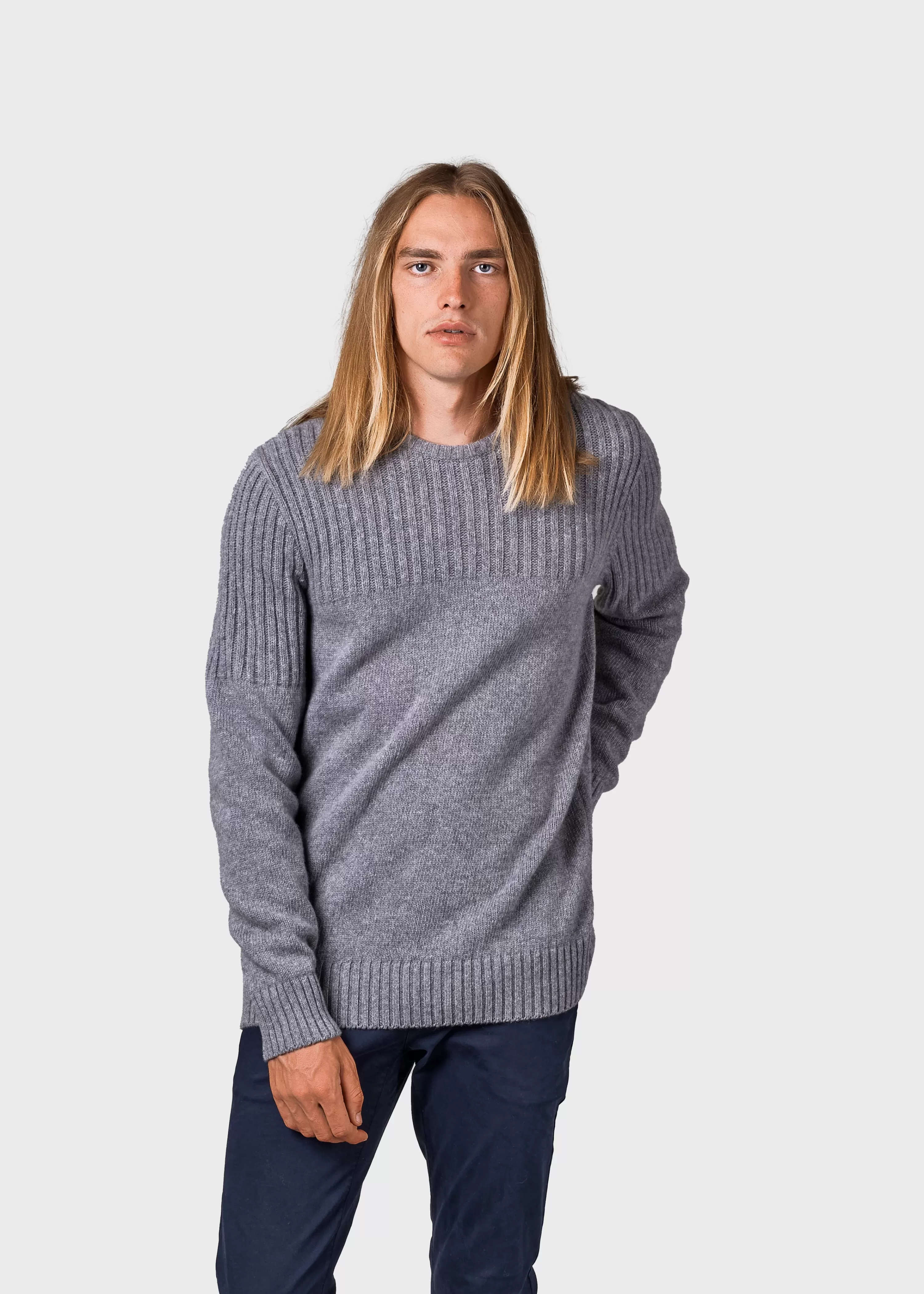 Klitmoller Collective Brushed Merino wool*Søren knit - Light grey