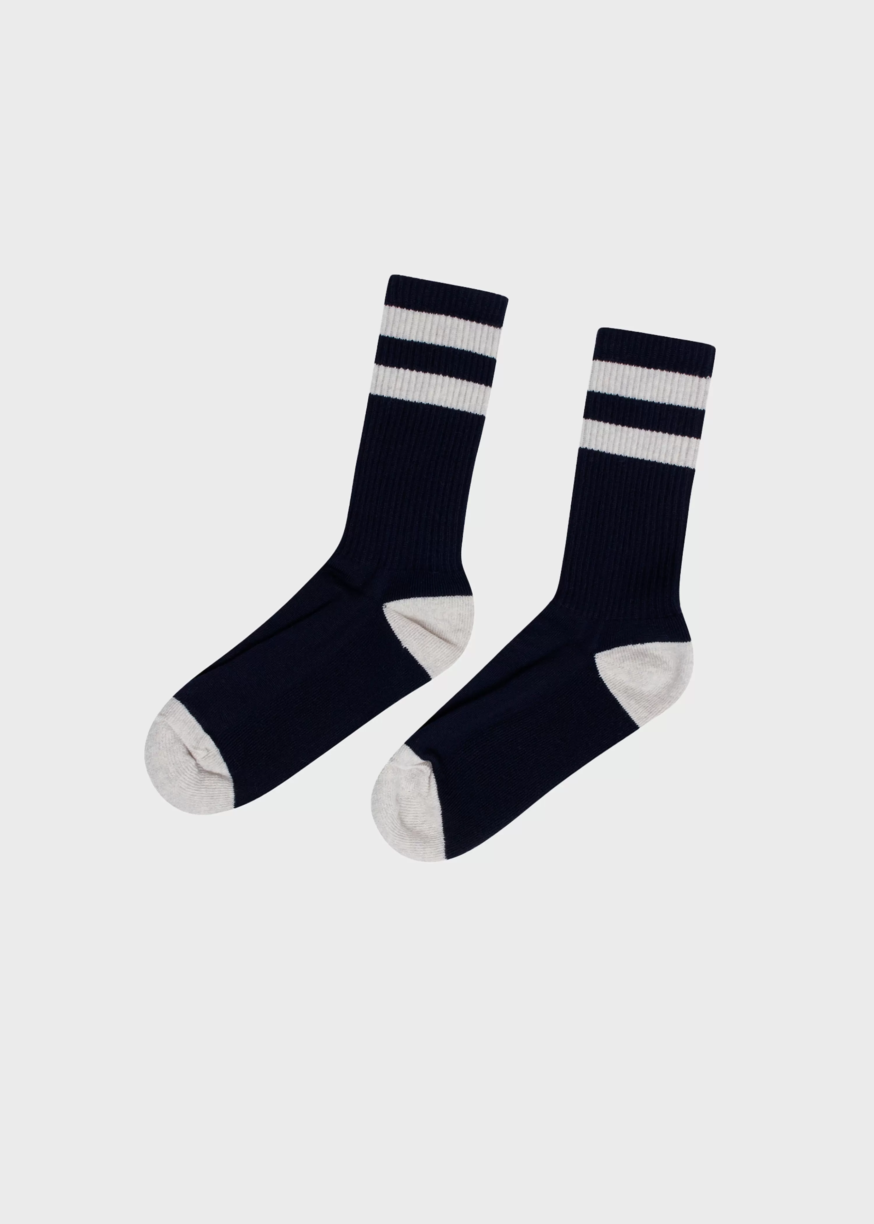 Klitmoller Collective Socks*Striped merino sock - Navy/pastel grey