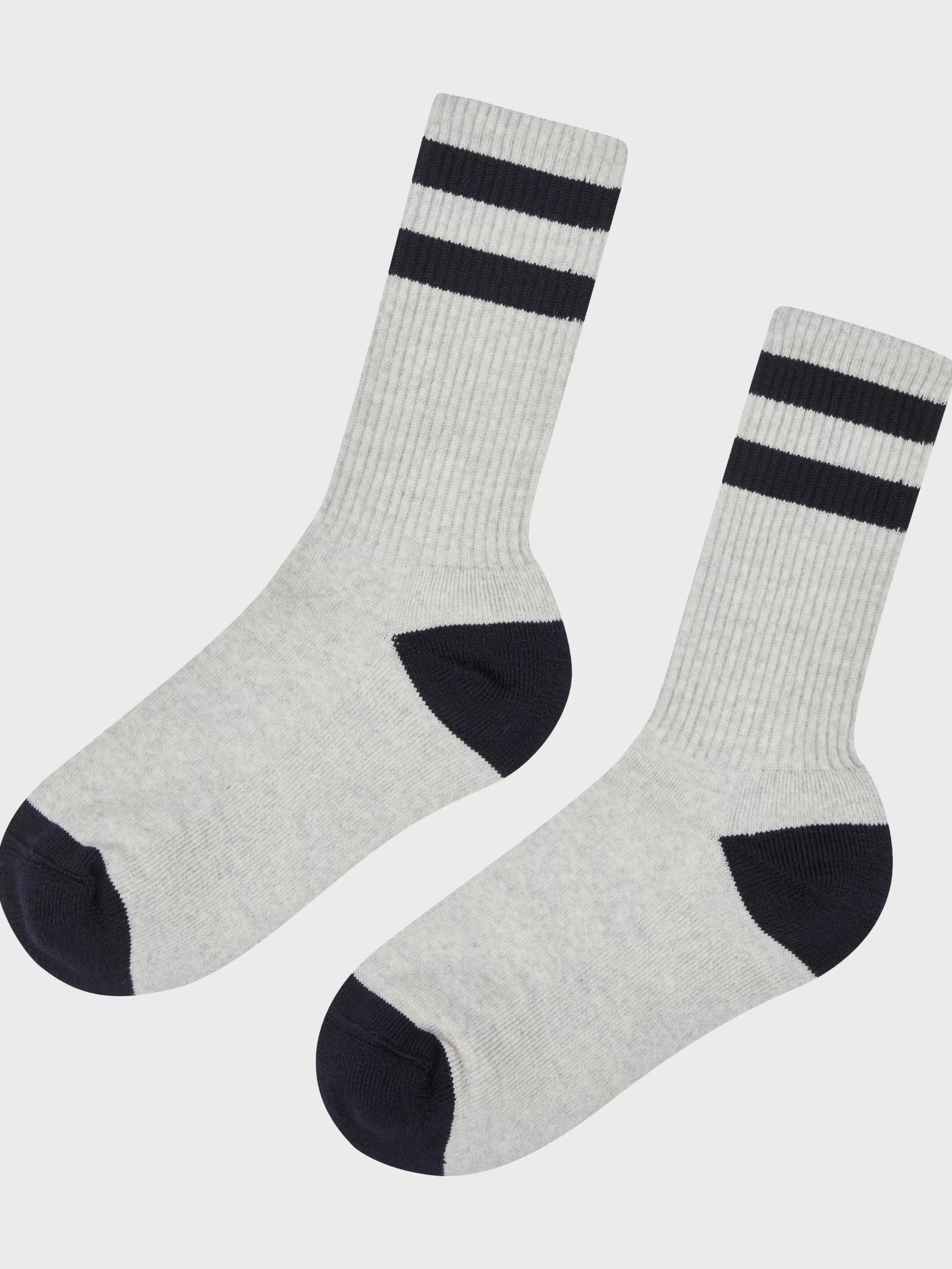 Klitmoller Collective Socks*Striped merino sock - Pastel grey/navy