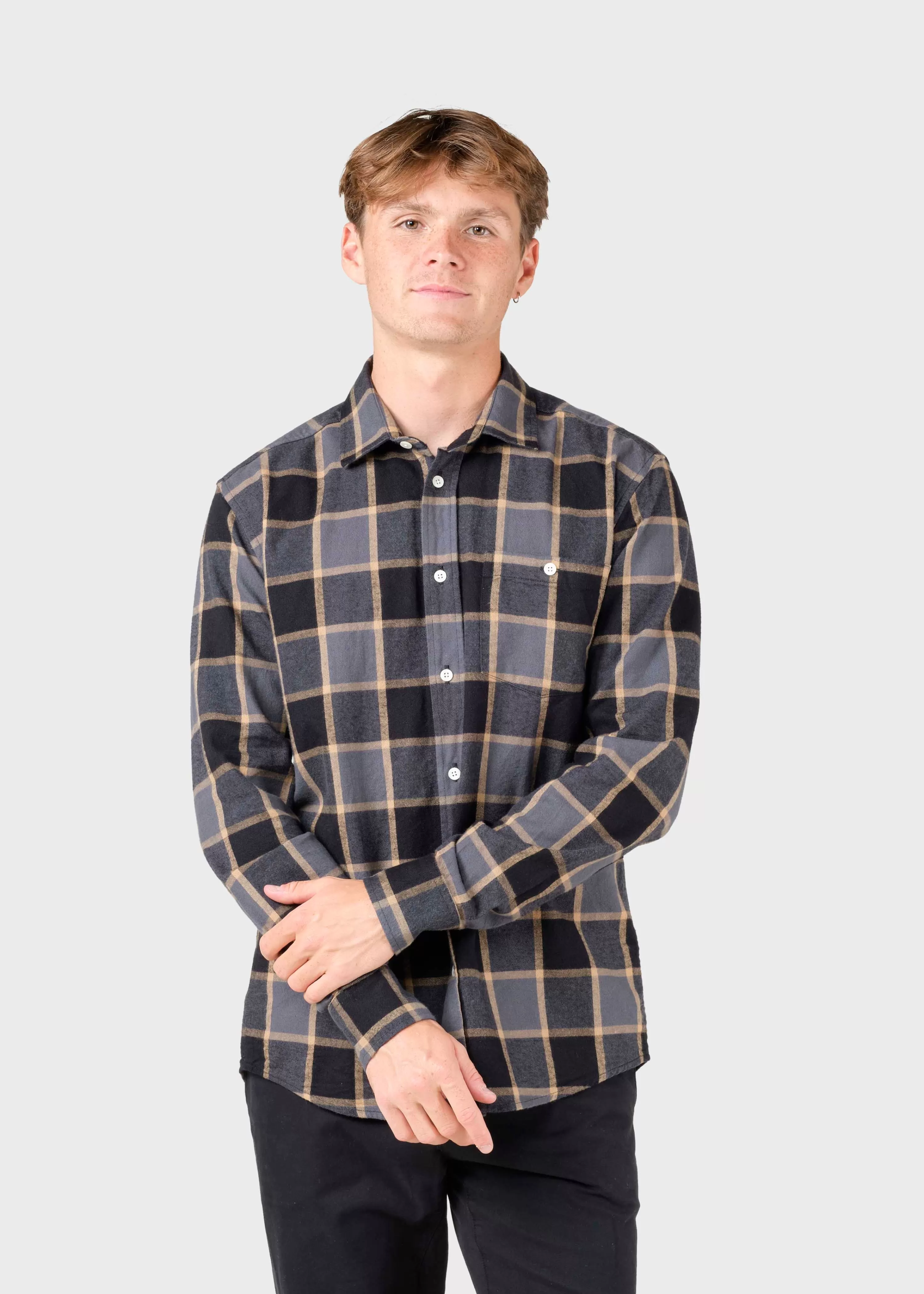 Klitmoller Collective Shirts*Thor shirt - Grey/sand check