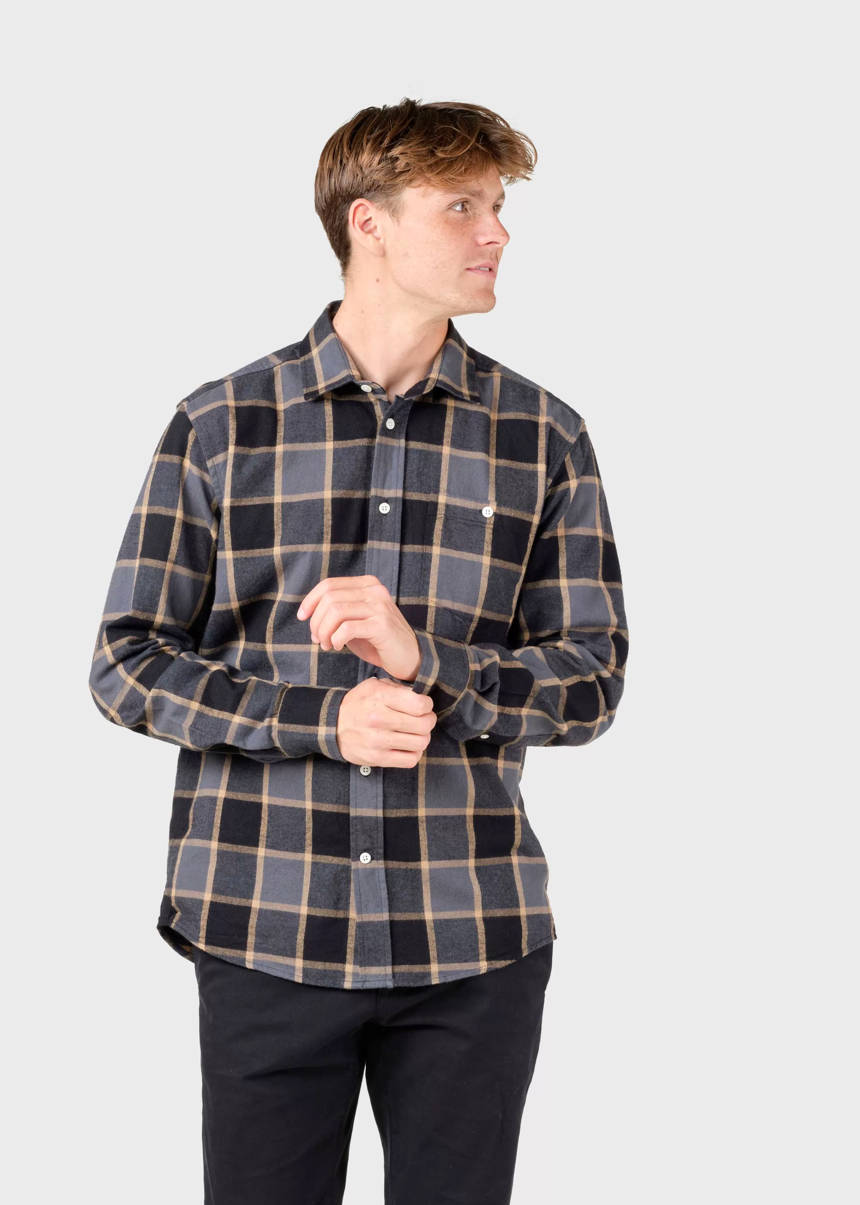 Klitmoller Collective Shirts*Thor shirt - Grey/sand check