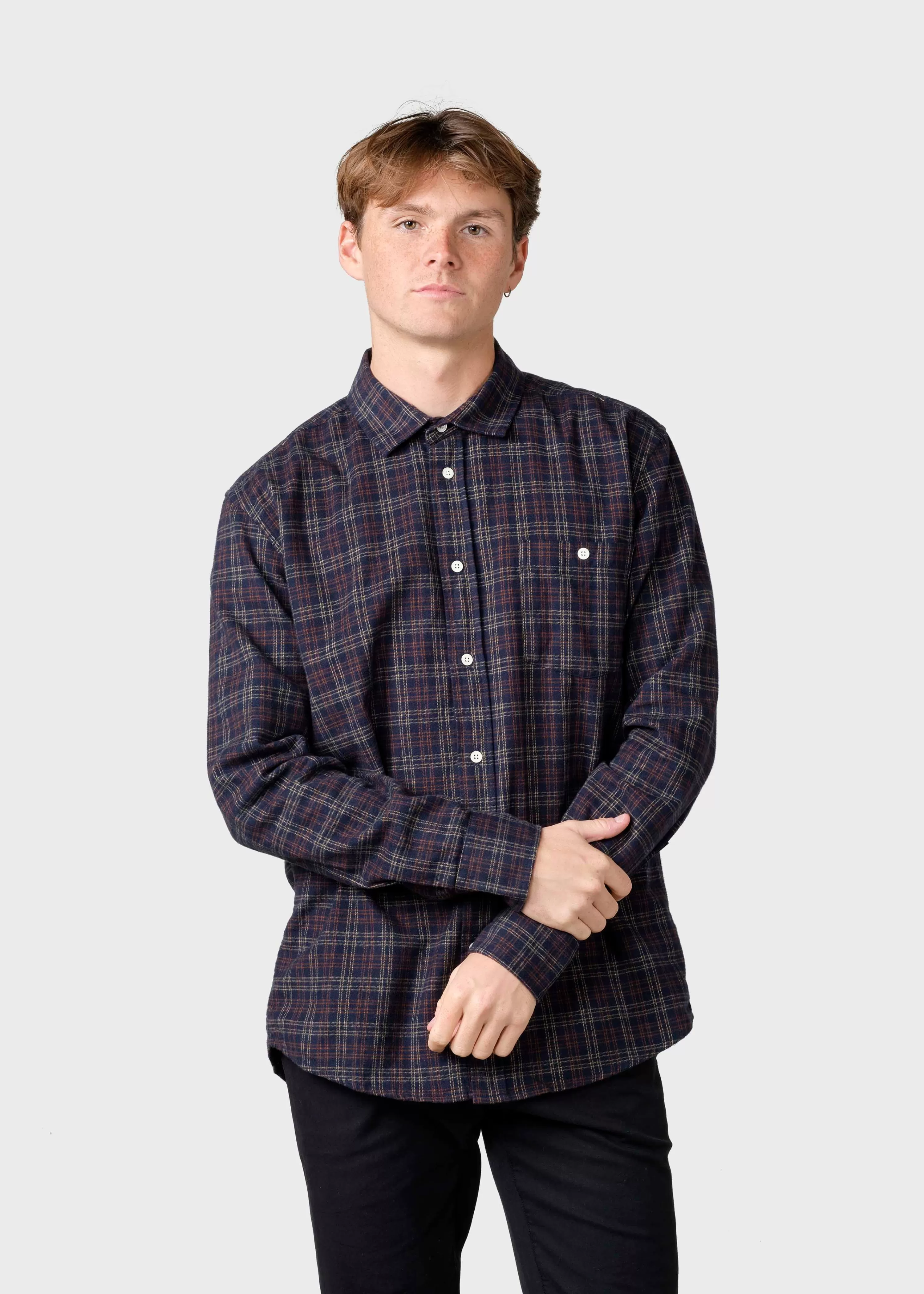 Klitmoller Collective Shirts*Thor shirt - Navy/sand/brown check