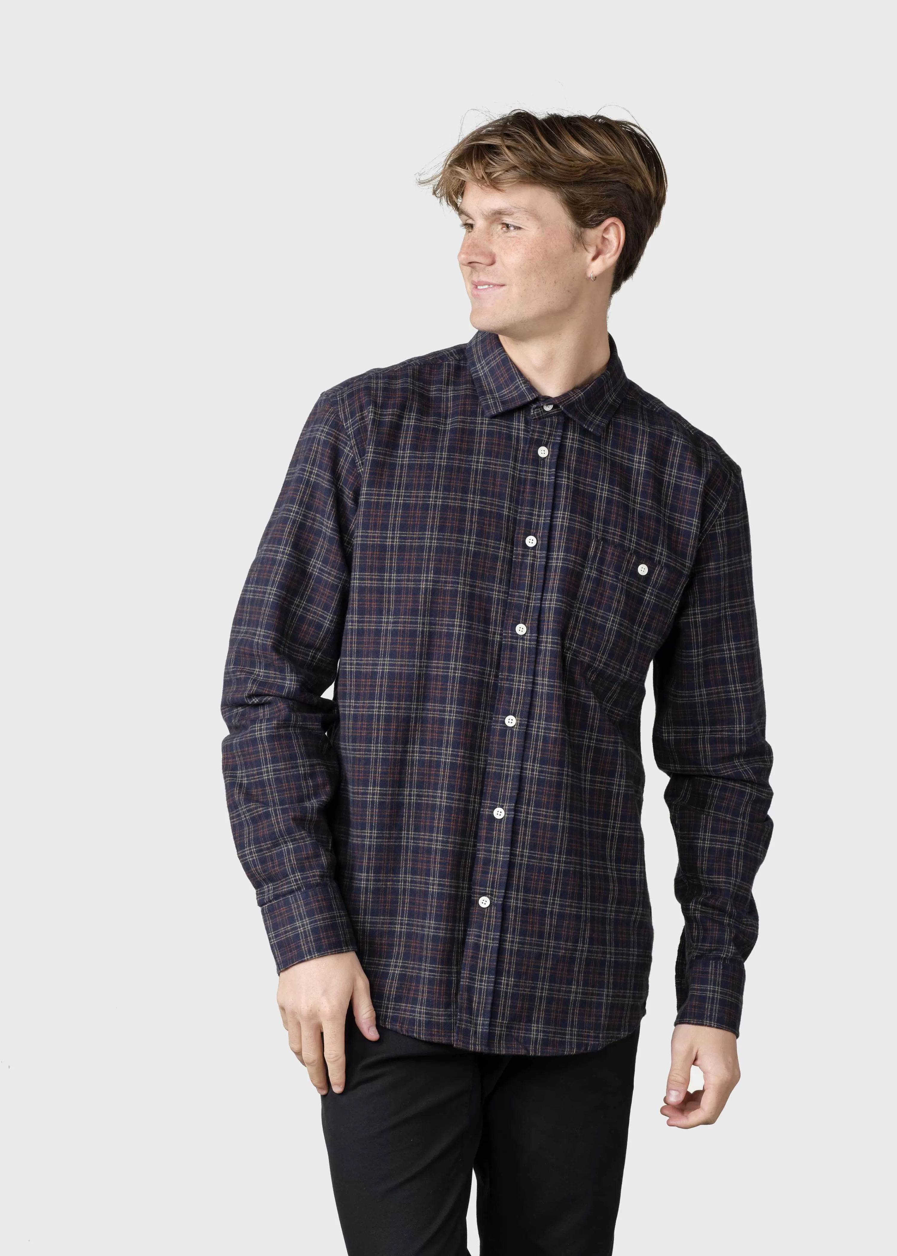 Klitmoller Collective Shirts*Thor shirt - Navy/sand/brown check