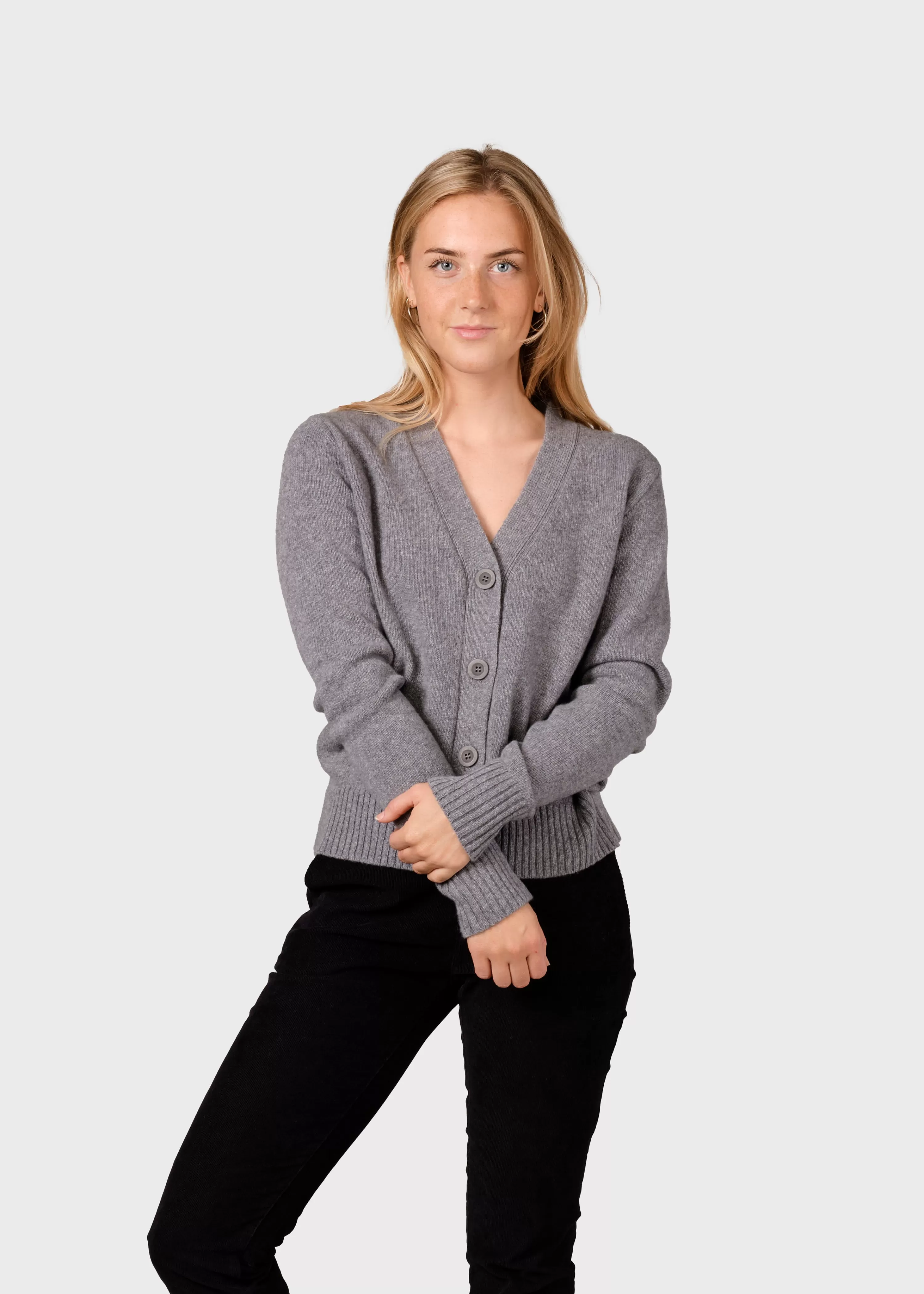 Klitmoller Collective Knitwear | Brushed Merino wool*Wilma knit cardigan - Light grey