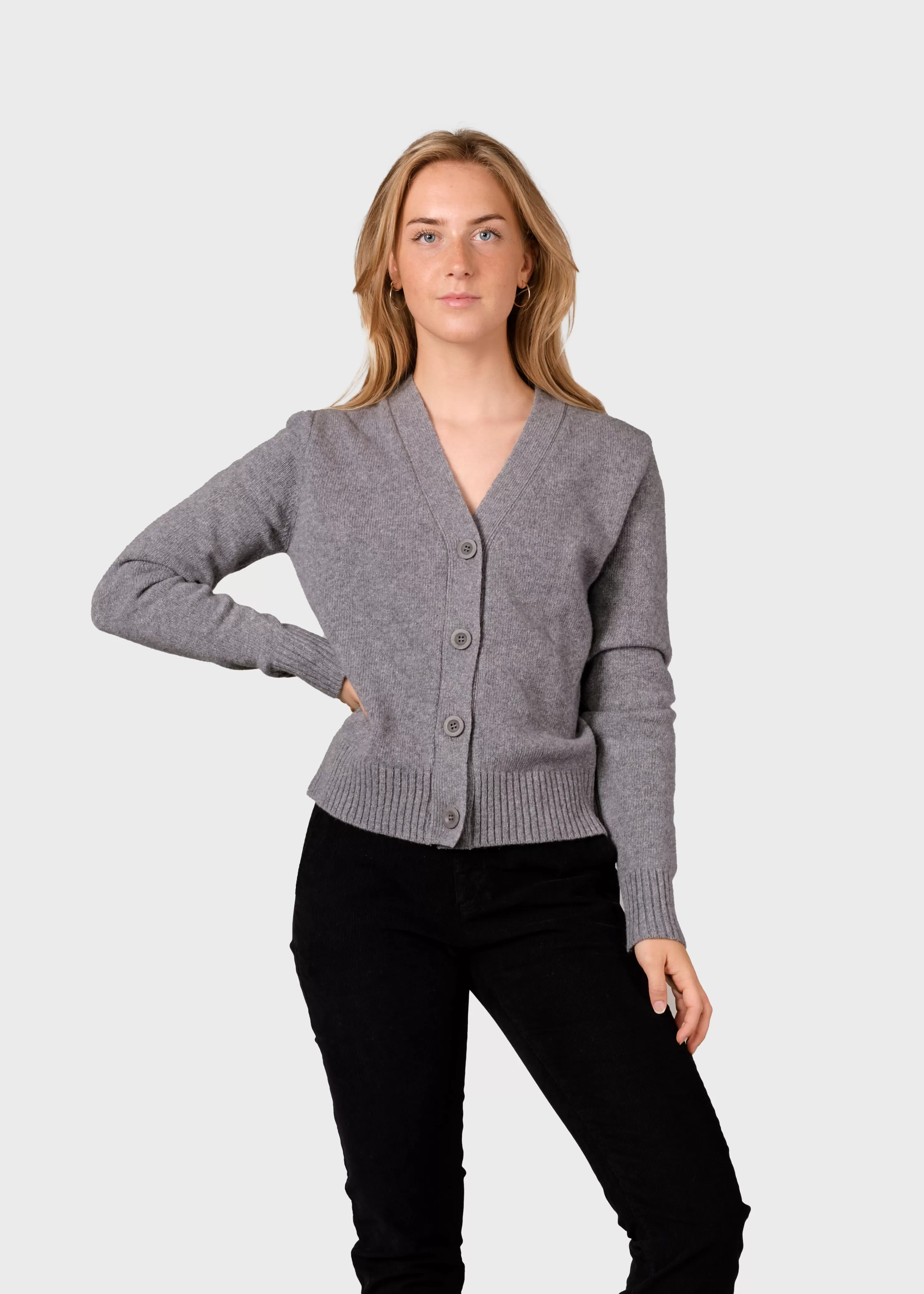 Klitmoller Collective Knitwear | Brushed Merino wool*Wilma knit cardigan - Light grey