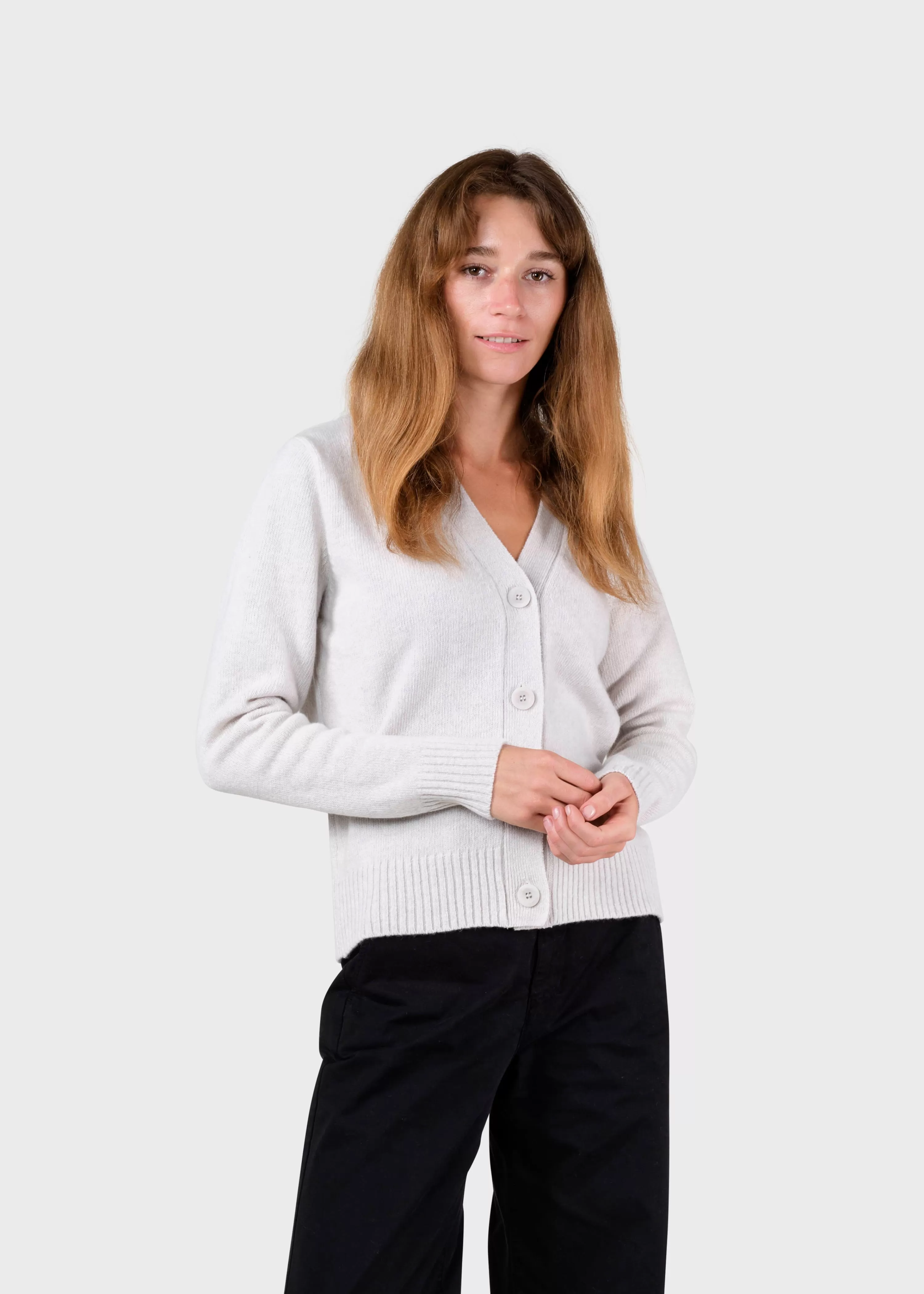 Klitmoller Collective Knitwear | Brushed Merino wool*Wilma knit cardigan - Pastel grey