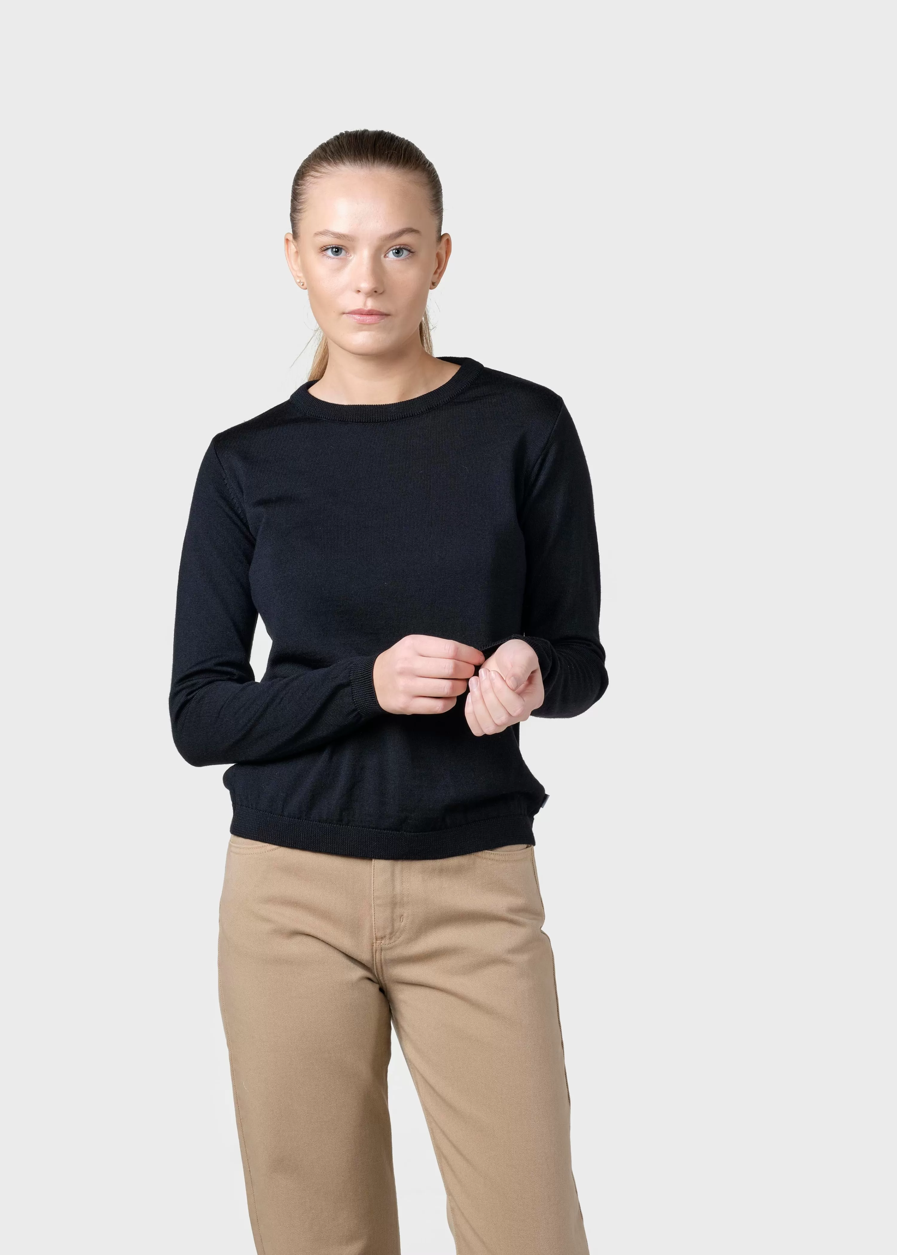 Klitmoller Collective Knitwear | Extrafine Merino wool*Womens basic merino knit - Black