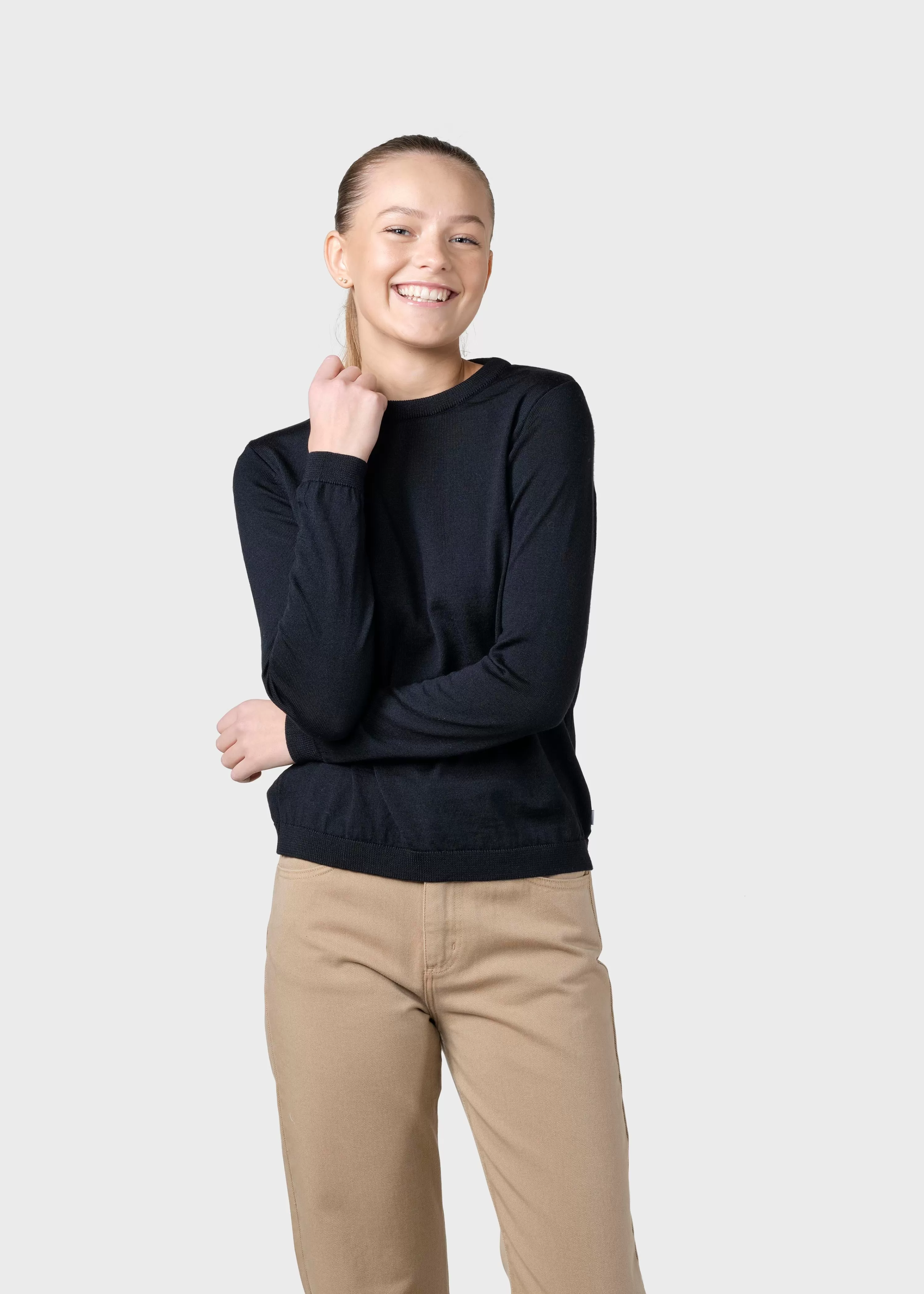 Klitmoller Collective Knitwear | Extrafine Merino wool*Womens basic merino knit - Black