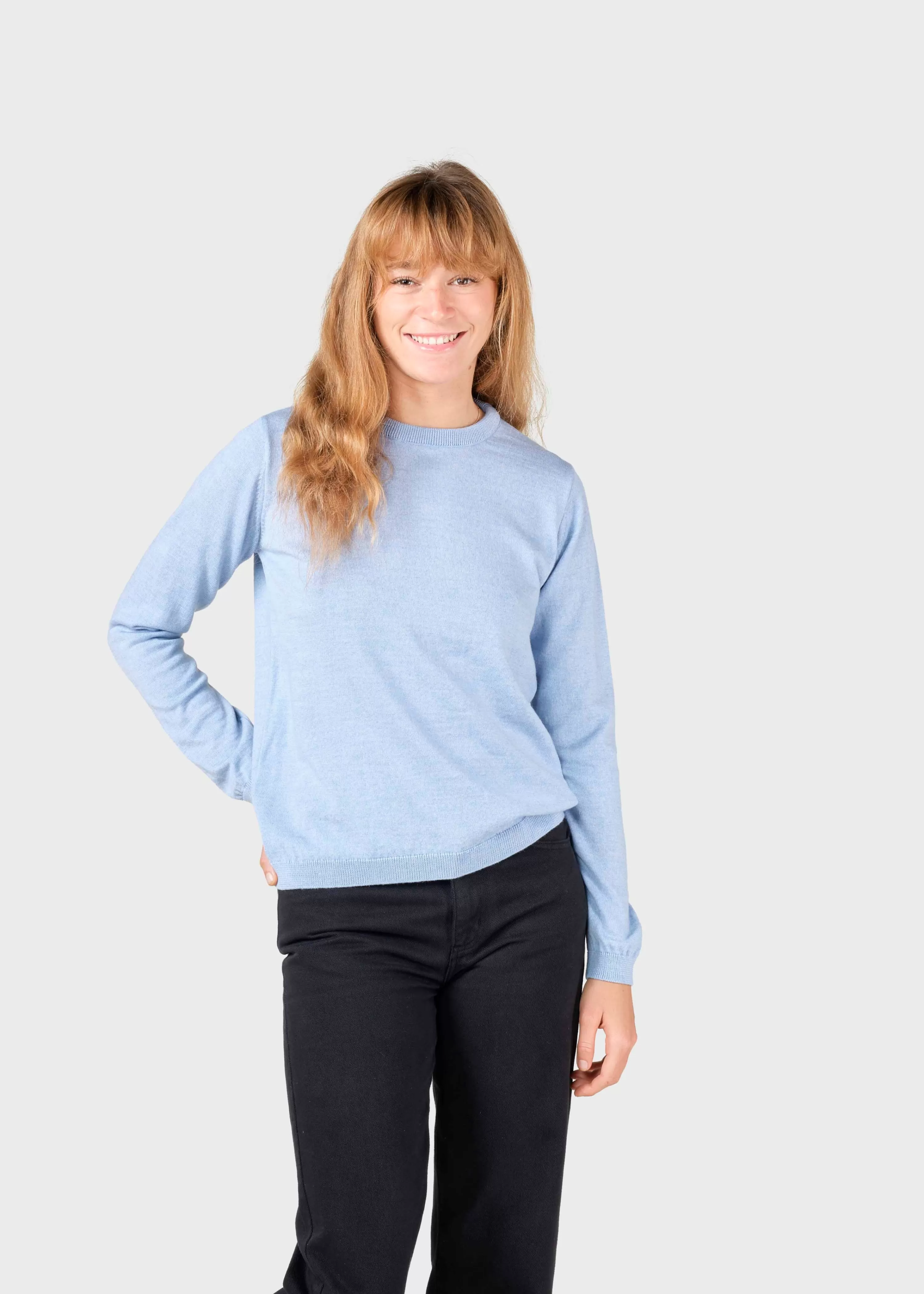 Klitmoller Collective Knitwear | Extrafine Merino wool*Womens basic merino knit - Light blue