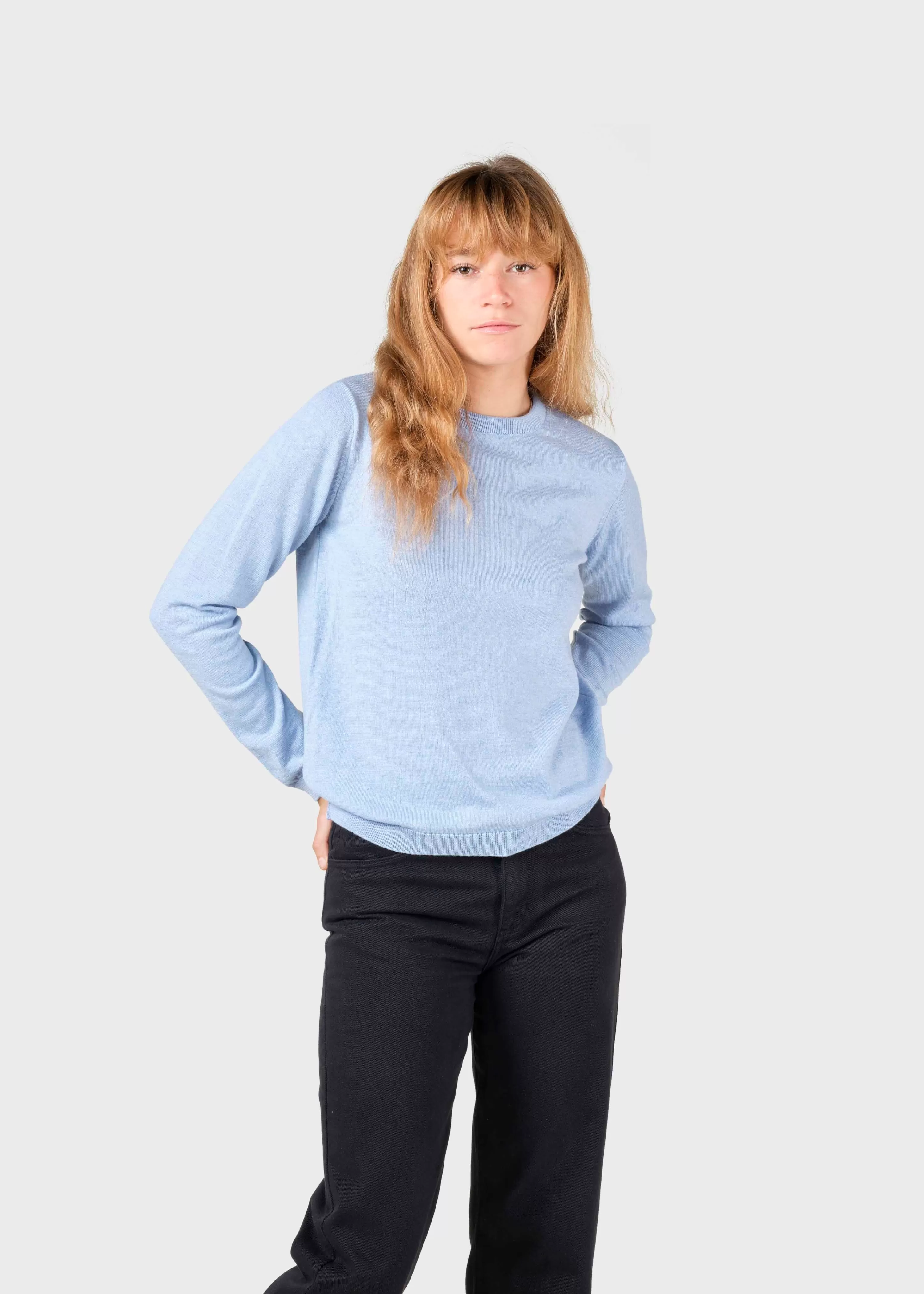 Klitmoller Collective Knitwear | Extrafine Merino wool*Womens basic merino knit - Light blue