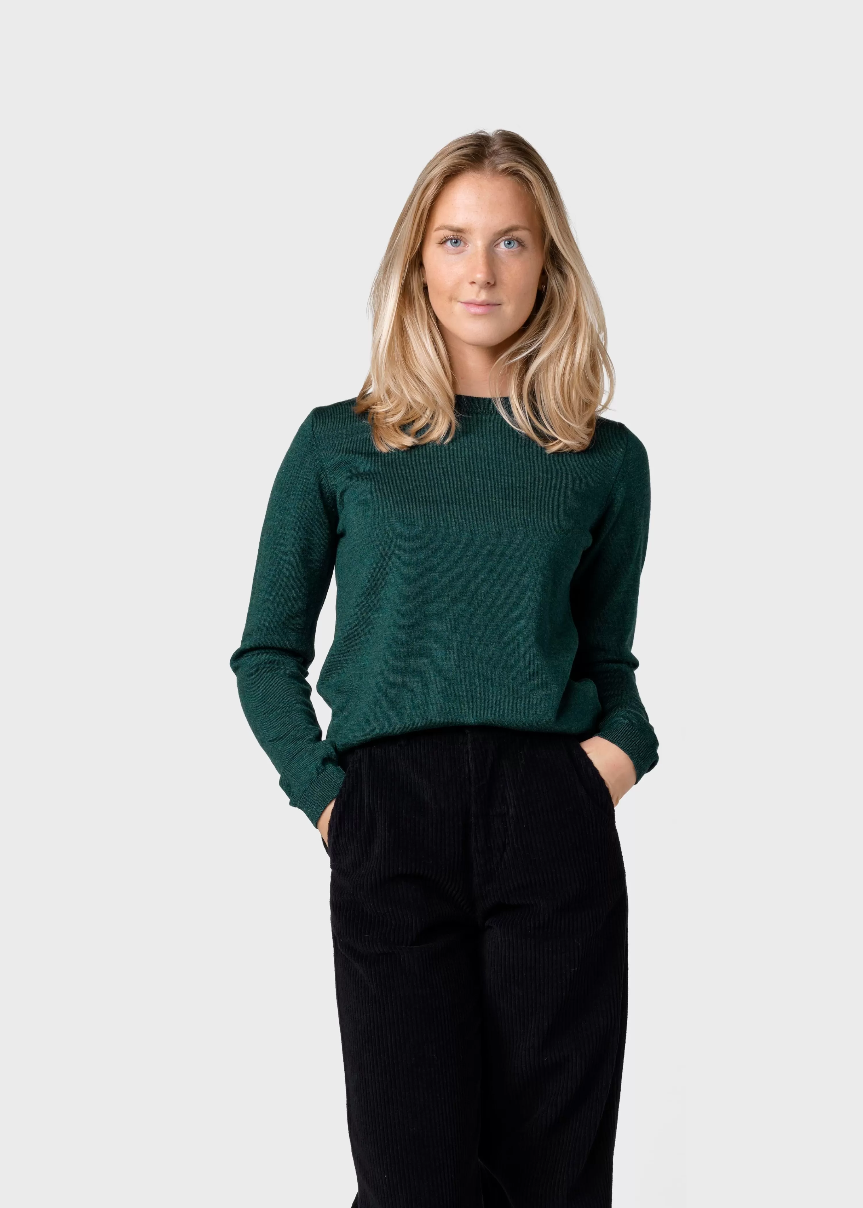 Klitmoller Collective Knitwear | Extrafine Merino wool*Womens basic merino knit - Moss Green