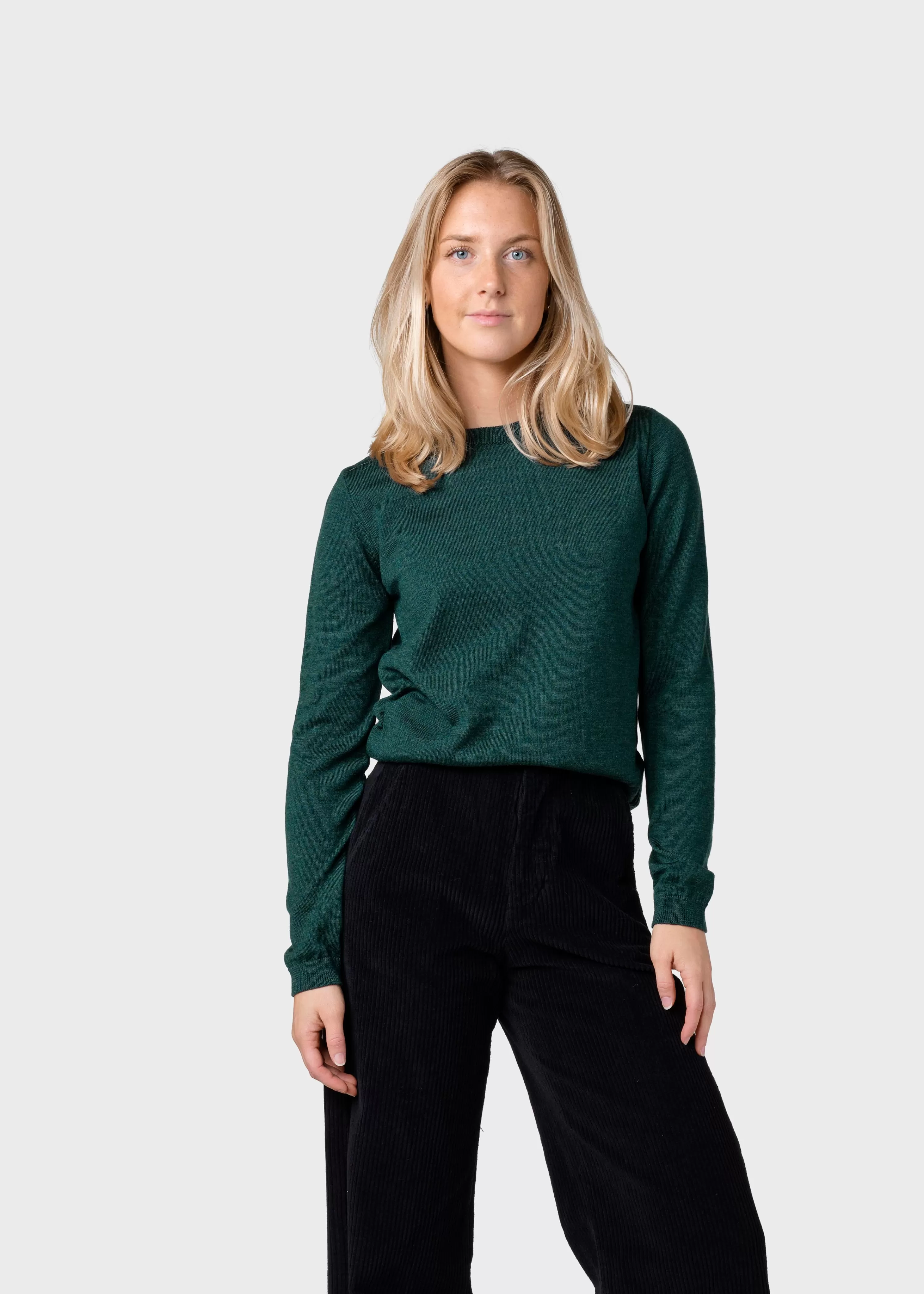 Klitmoller Collective Knitwear | Extrafine Merino wool*Womens basic merino knit - Moss Green