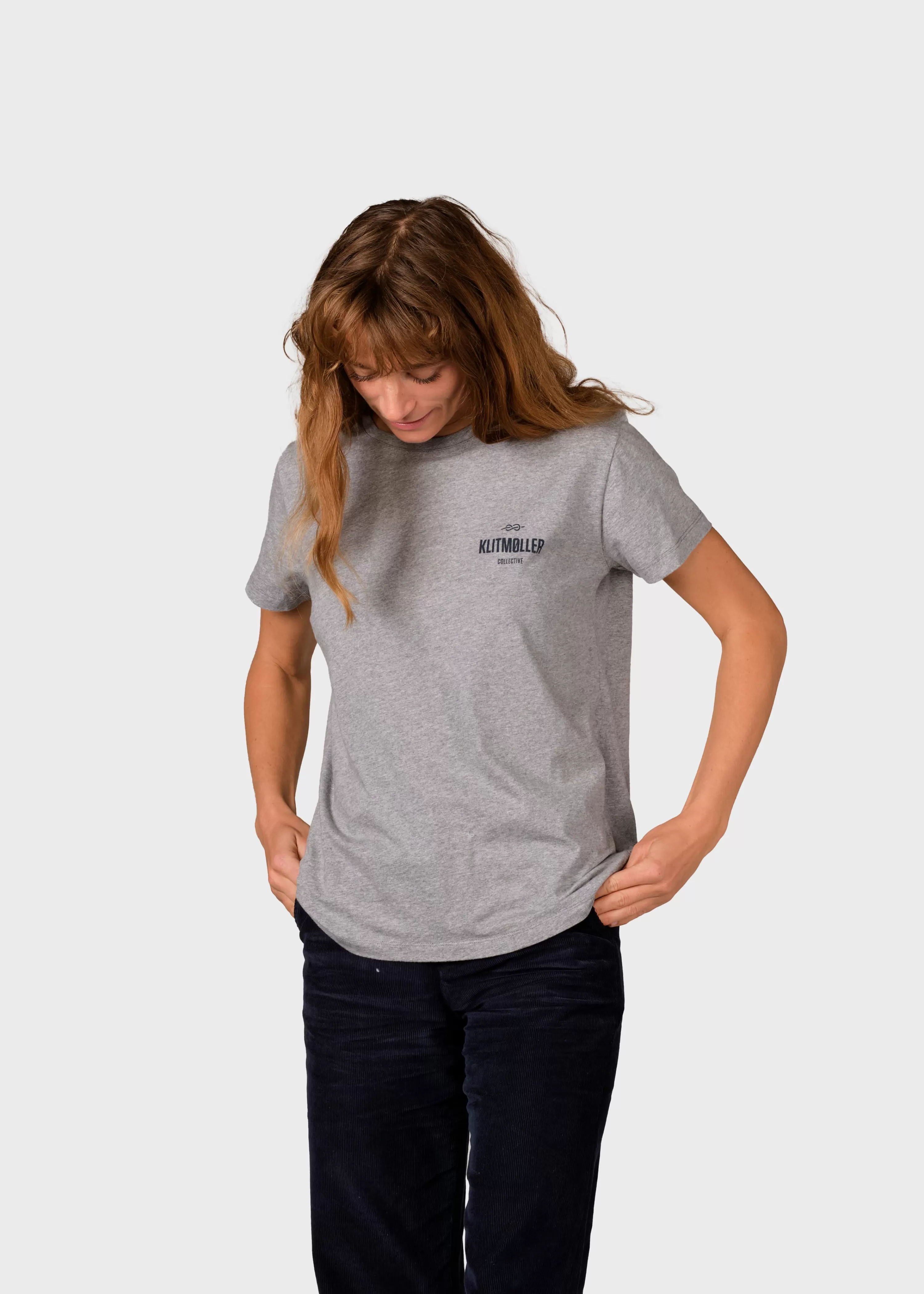 Klitmoller Collective Tees & Tops*Womens small logo tee - Grey melange