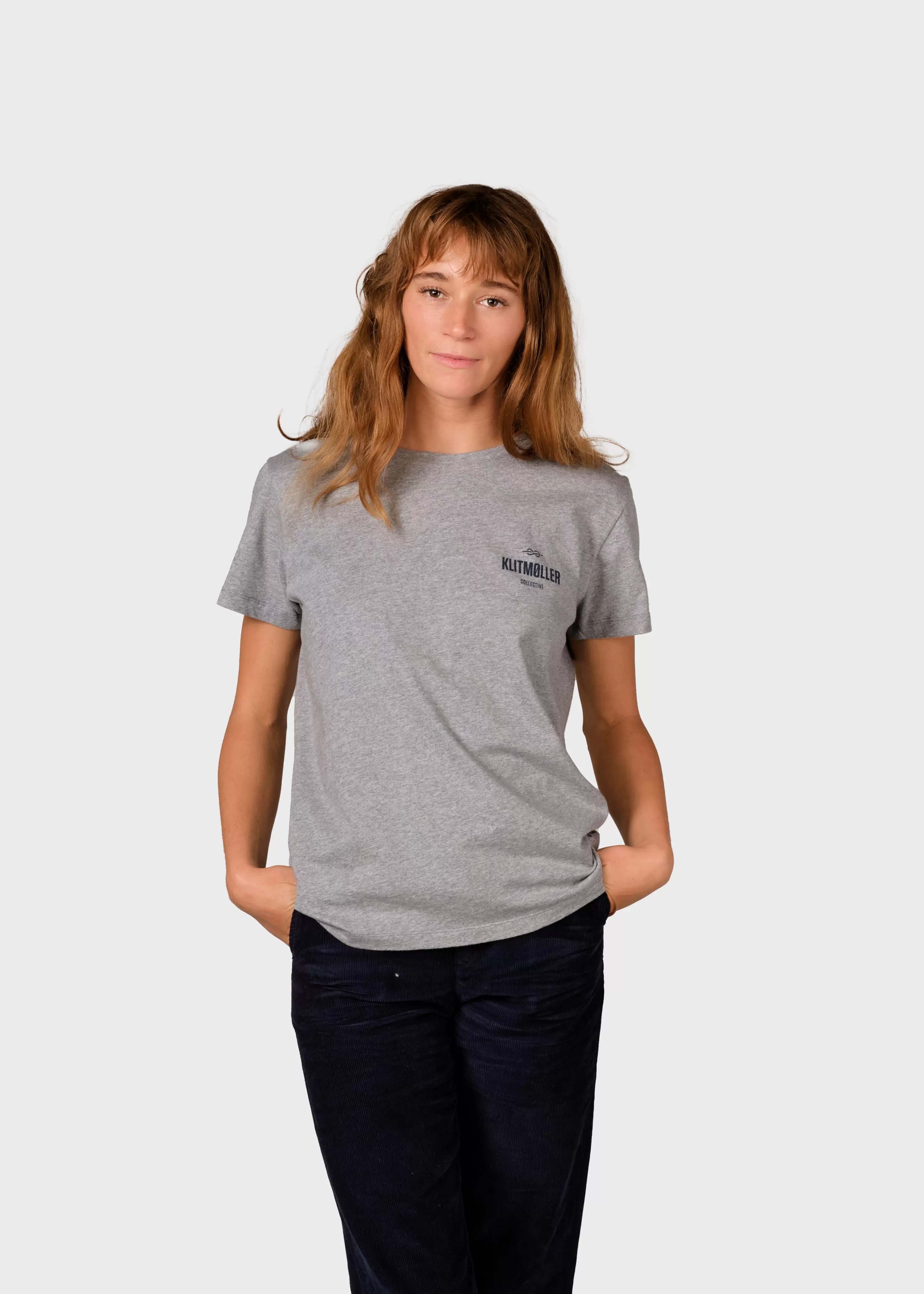 Klitmoller Collective Tees & Tops*Womens small logo tee - Grey melange